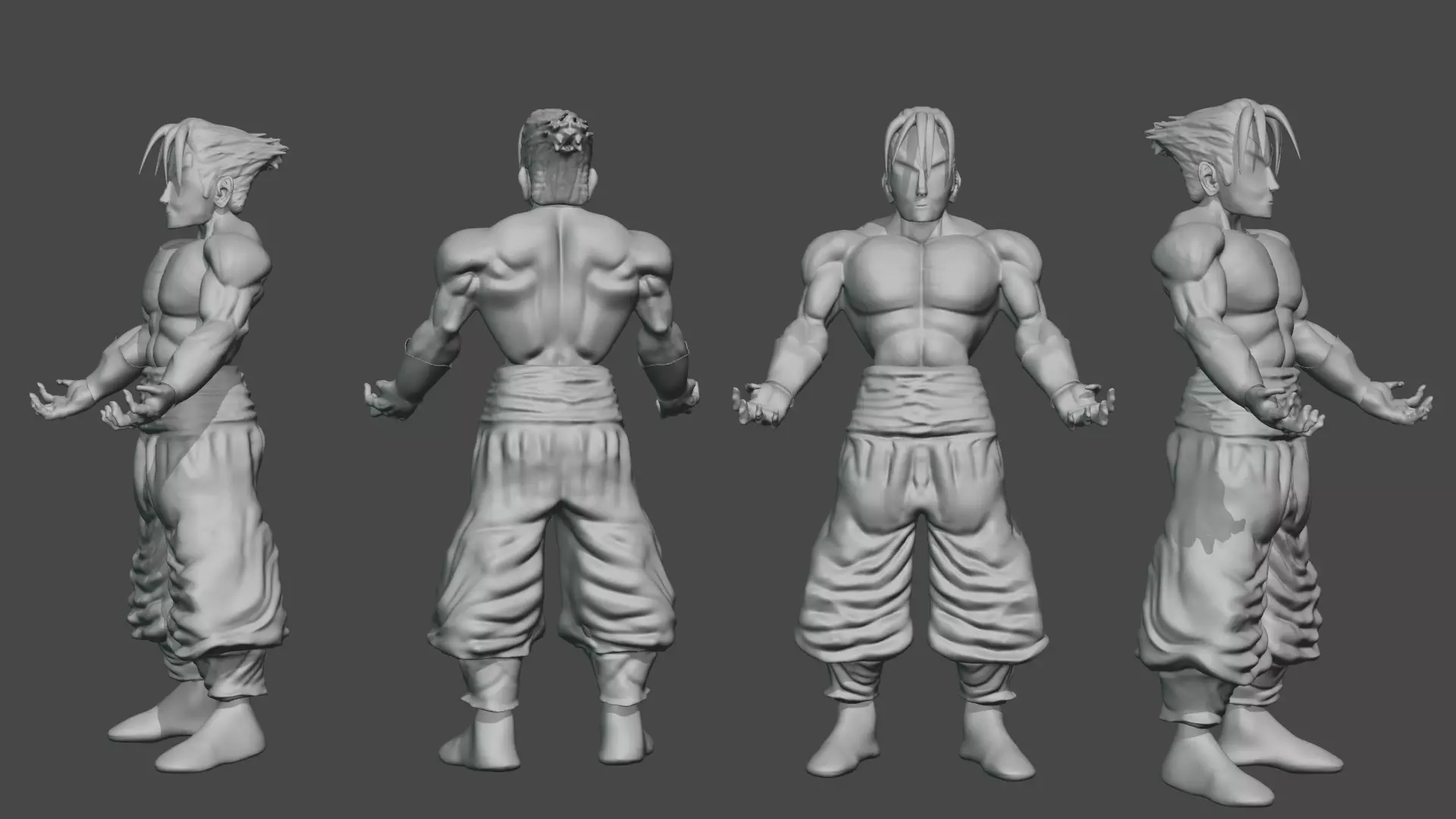 Stylized Muscular Anime Fighter 3D Character Model Free low-poly 3D model