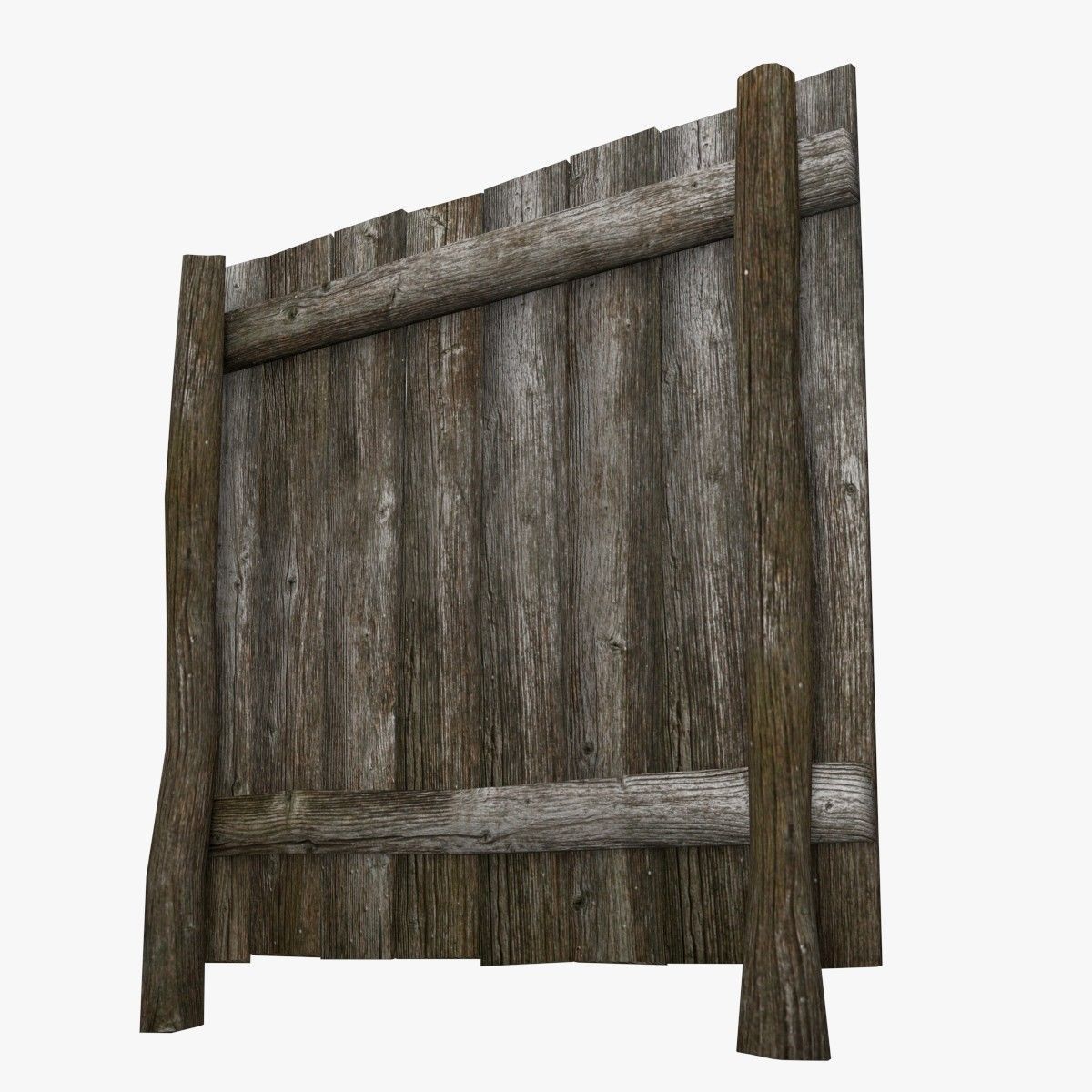Wooden Fence 3D model_2