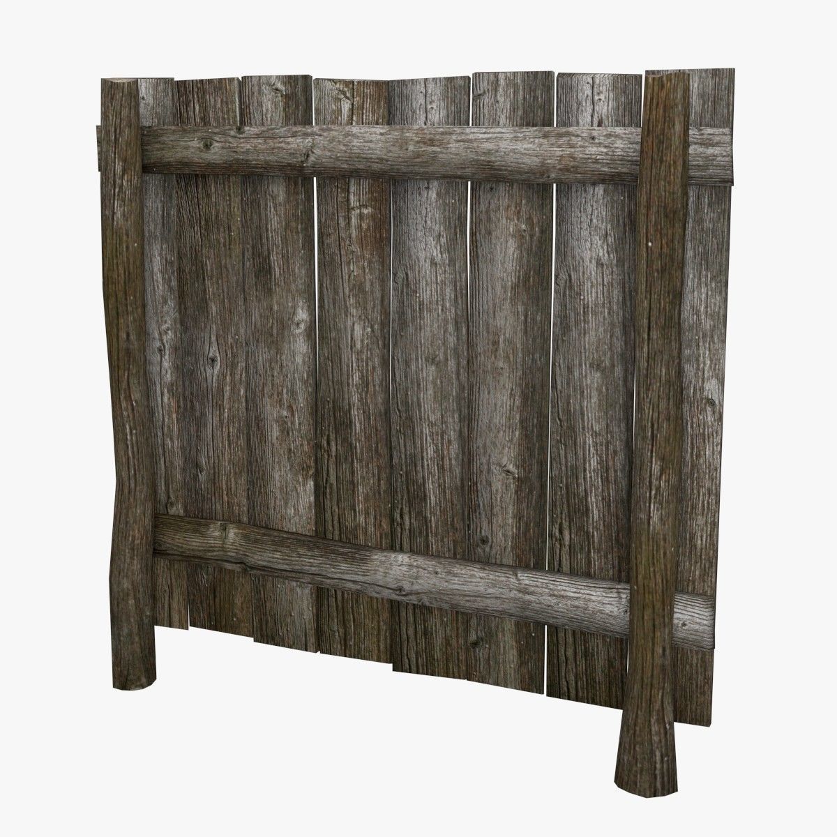 Wooden Fence 3D model_3