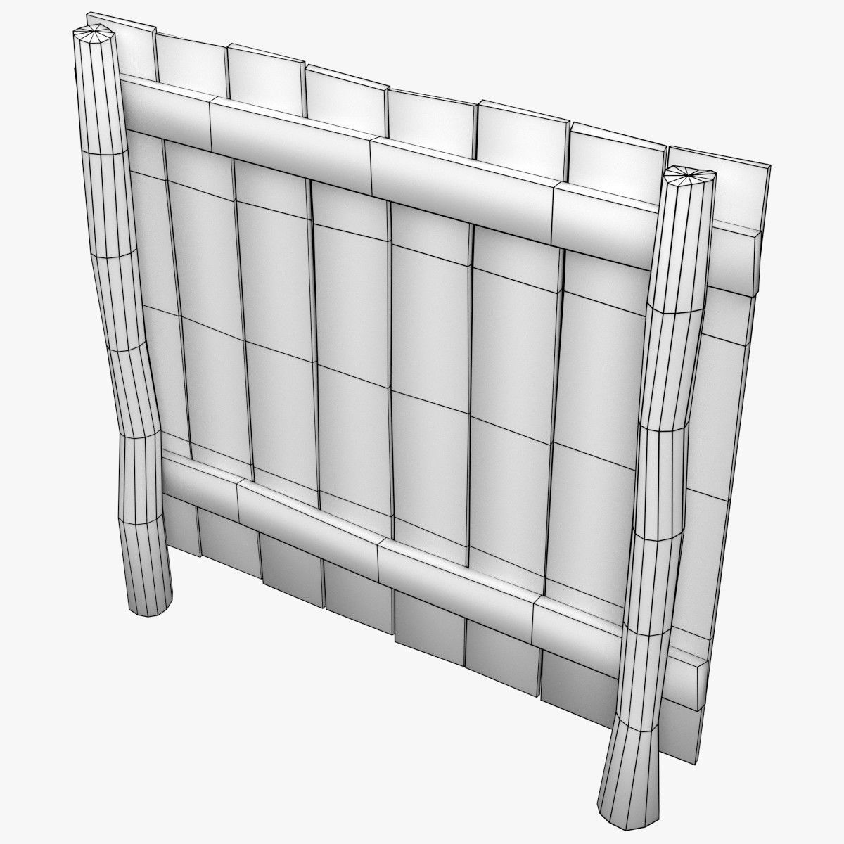 Wooden Fence 3D model_6