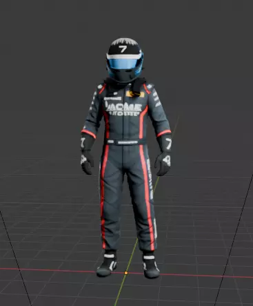 Formula Racing Car Driver CGI 3D Model for Games and Animation Free low-poly 3D model