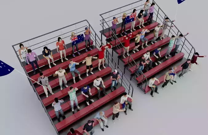 Bleachers Low-poly 3D model