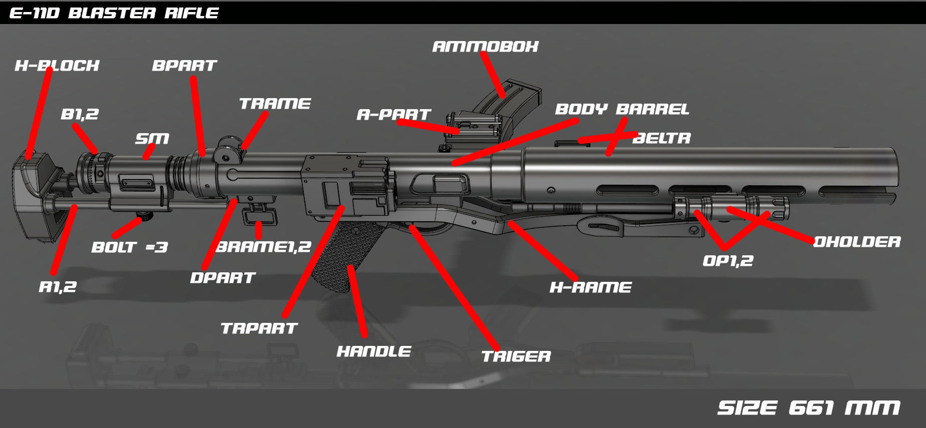 The E-11D blaster rifle 3D print model_5