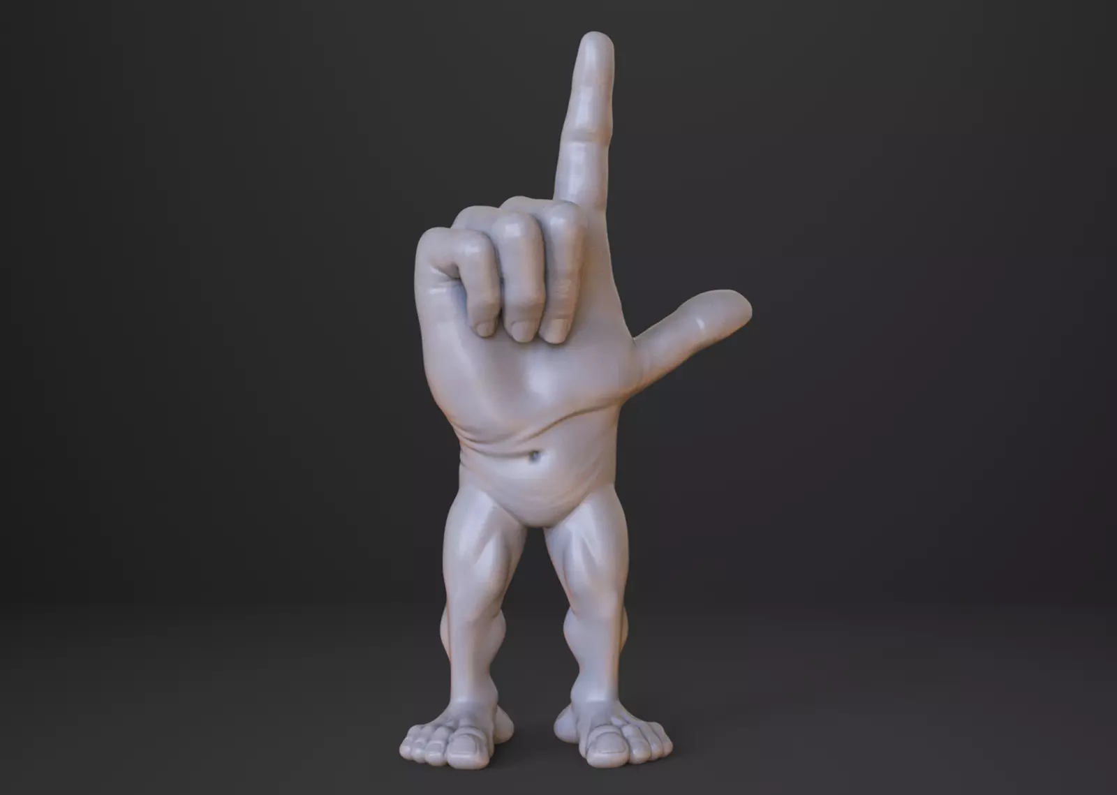 Hand Monster Character - Loser Hand Gesture 3D print model