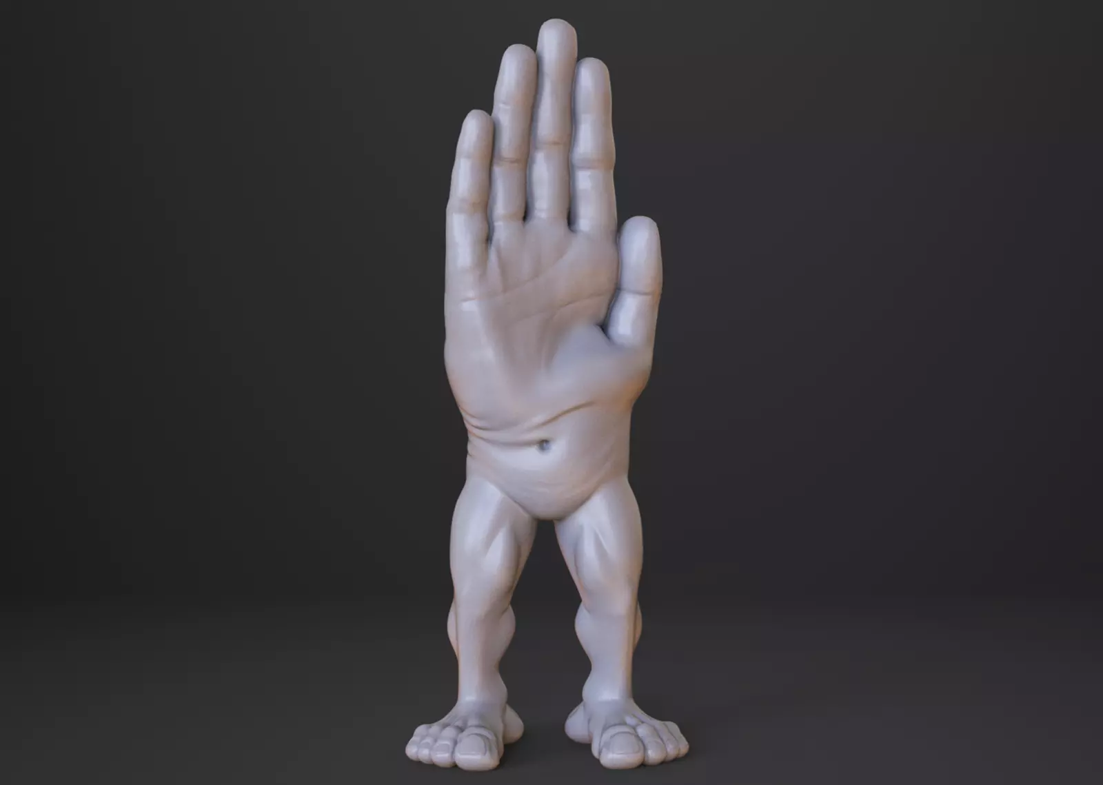Hand Monster Character - Open Palm Hand Gesture 3D print model