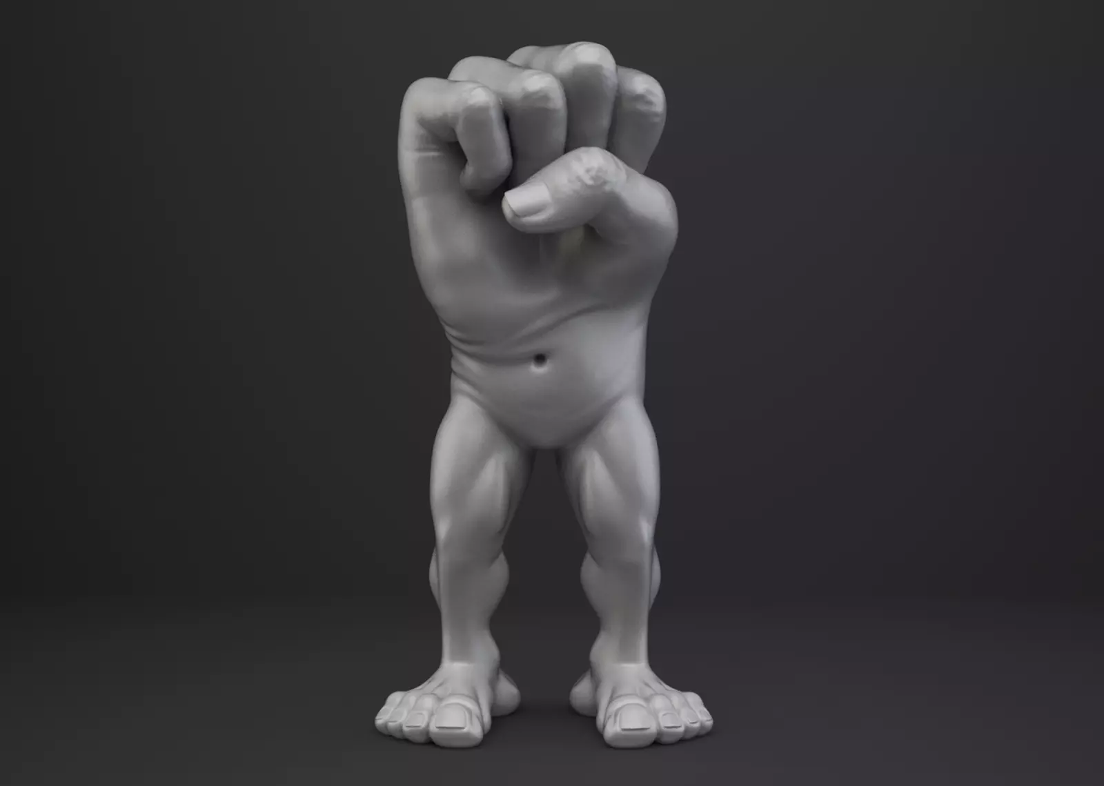 Hand Monster Character - Power Hand Gesture 3D print model