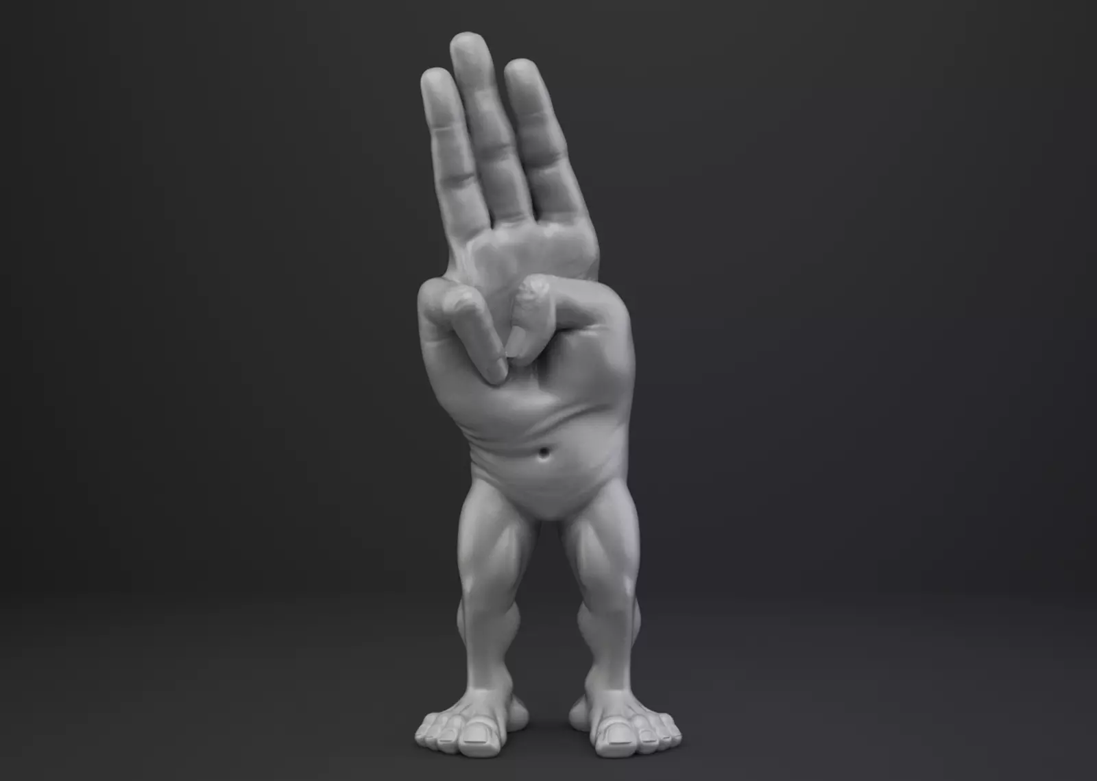 Hand Monster Character - Three Finger Salute Hand Gesture 3D print model