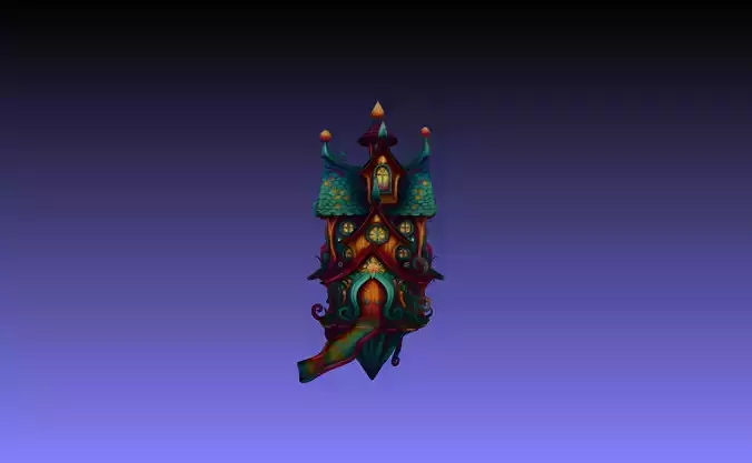 WhimsyrootCottage Stylized Fantasy House 3D Model PBR Game-Ready Low-poly 3D model