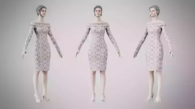 Dress 11 Whimsical Loop Mosaic Low-poly 3D model