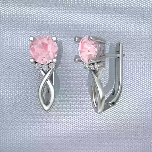 earrings emerald pendant no 3D print model