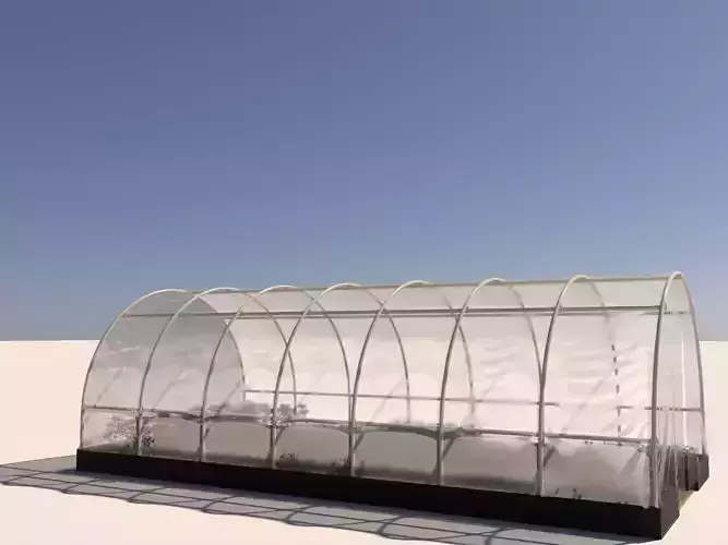 Arched plastic greenhouse Low-poly 3D model