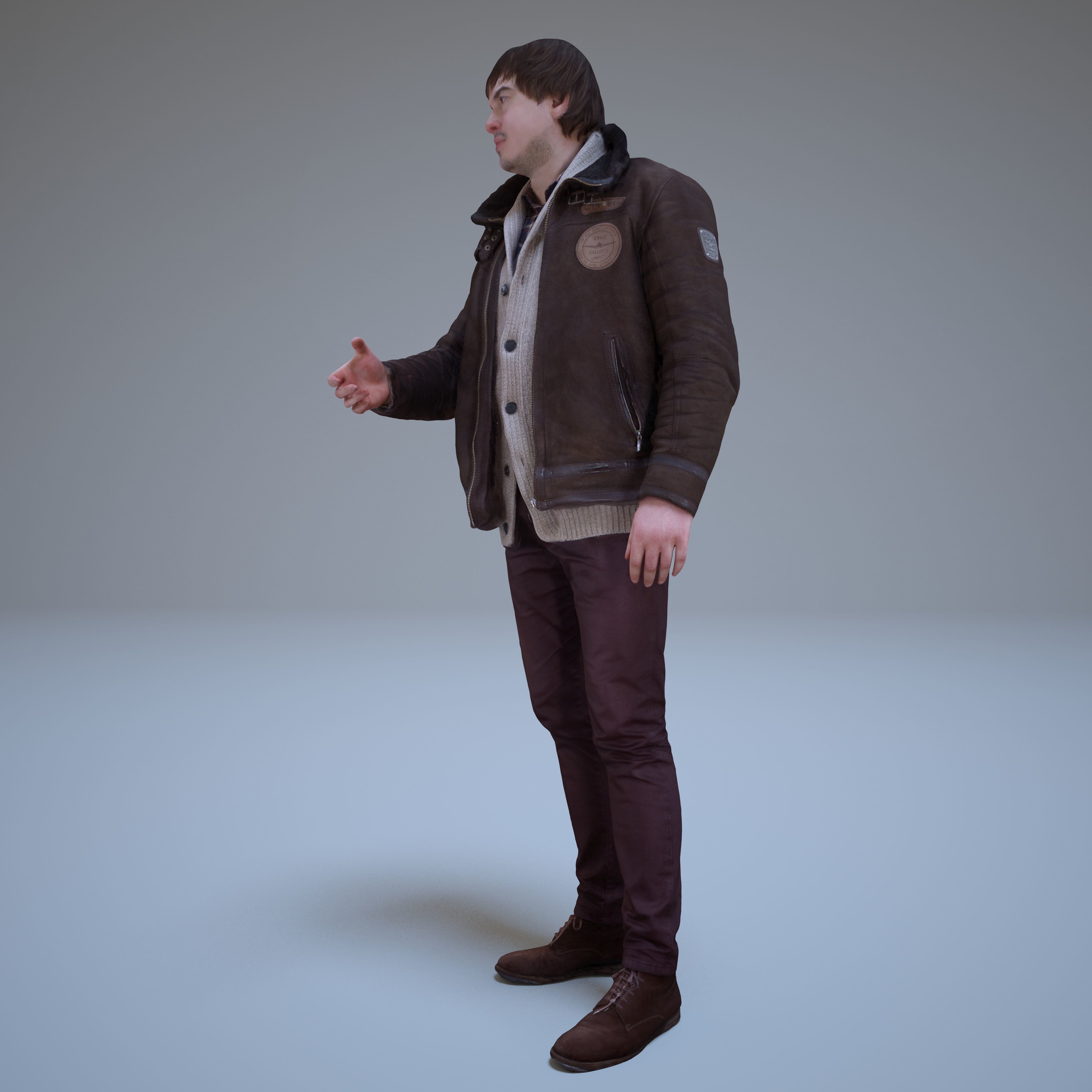 Casual Man Greeting Low-poly 3D model_23