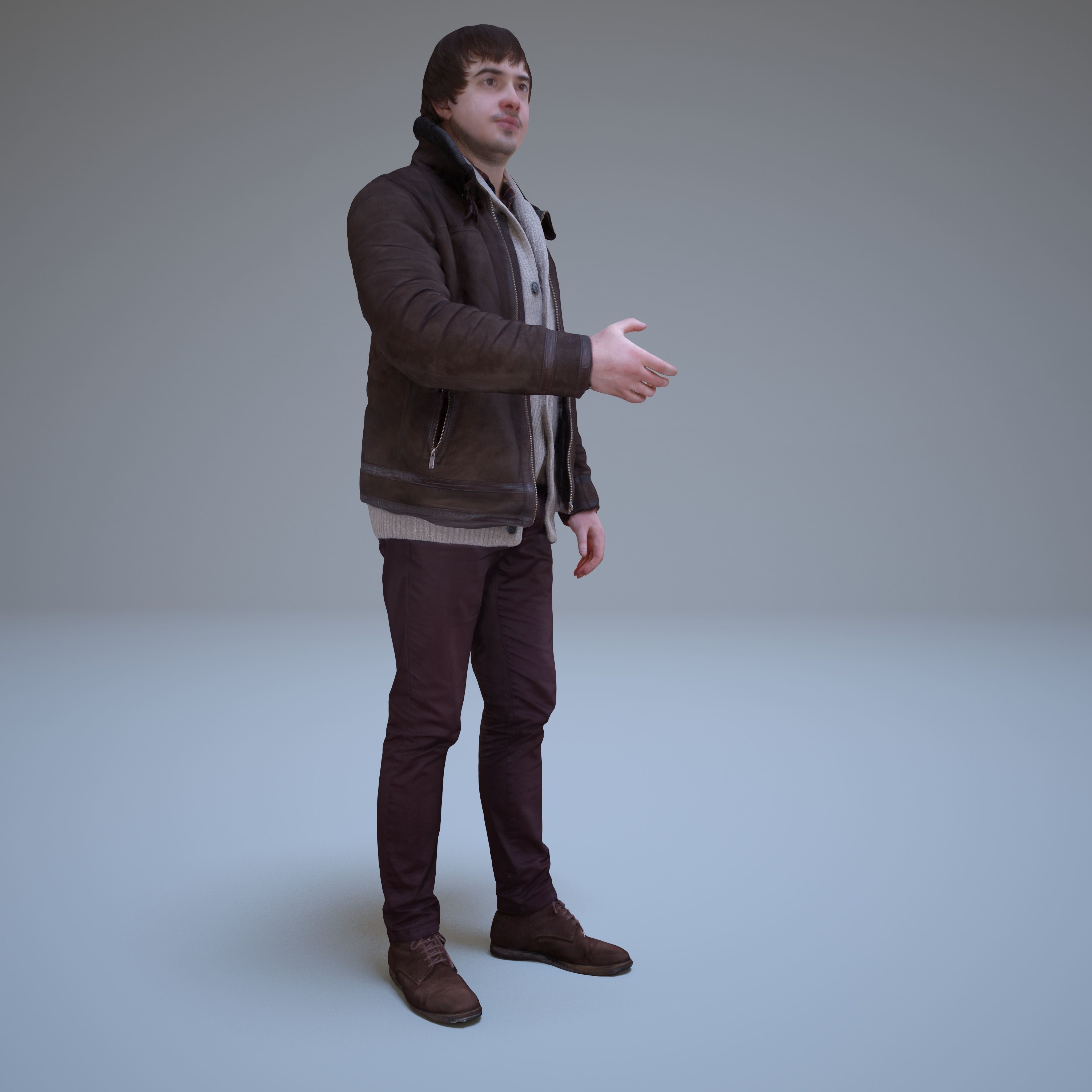 Casual Man Greeting Low-poly 3D model_12