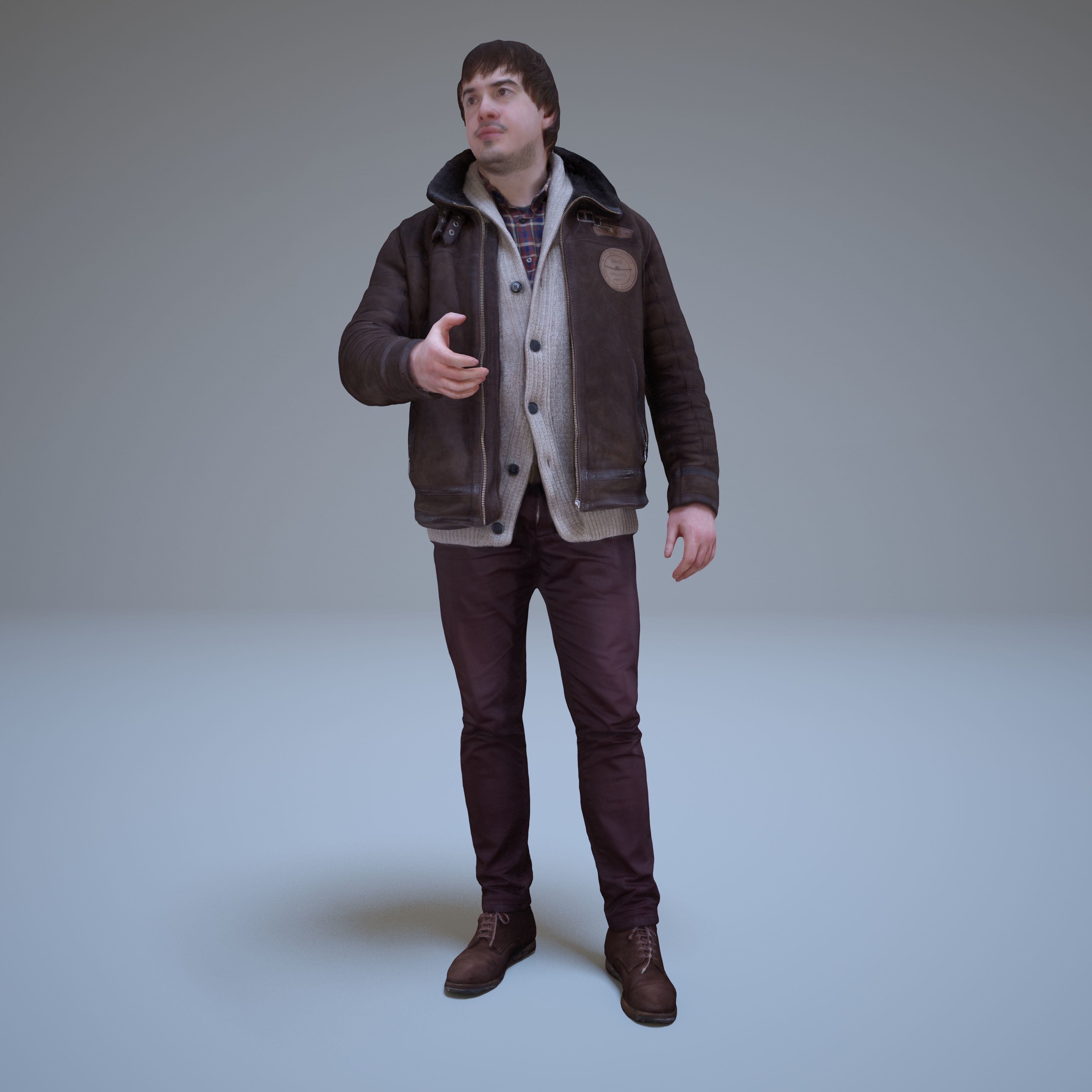 Casual Man Greeting Low-poly 3D model_38