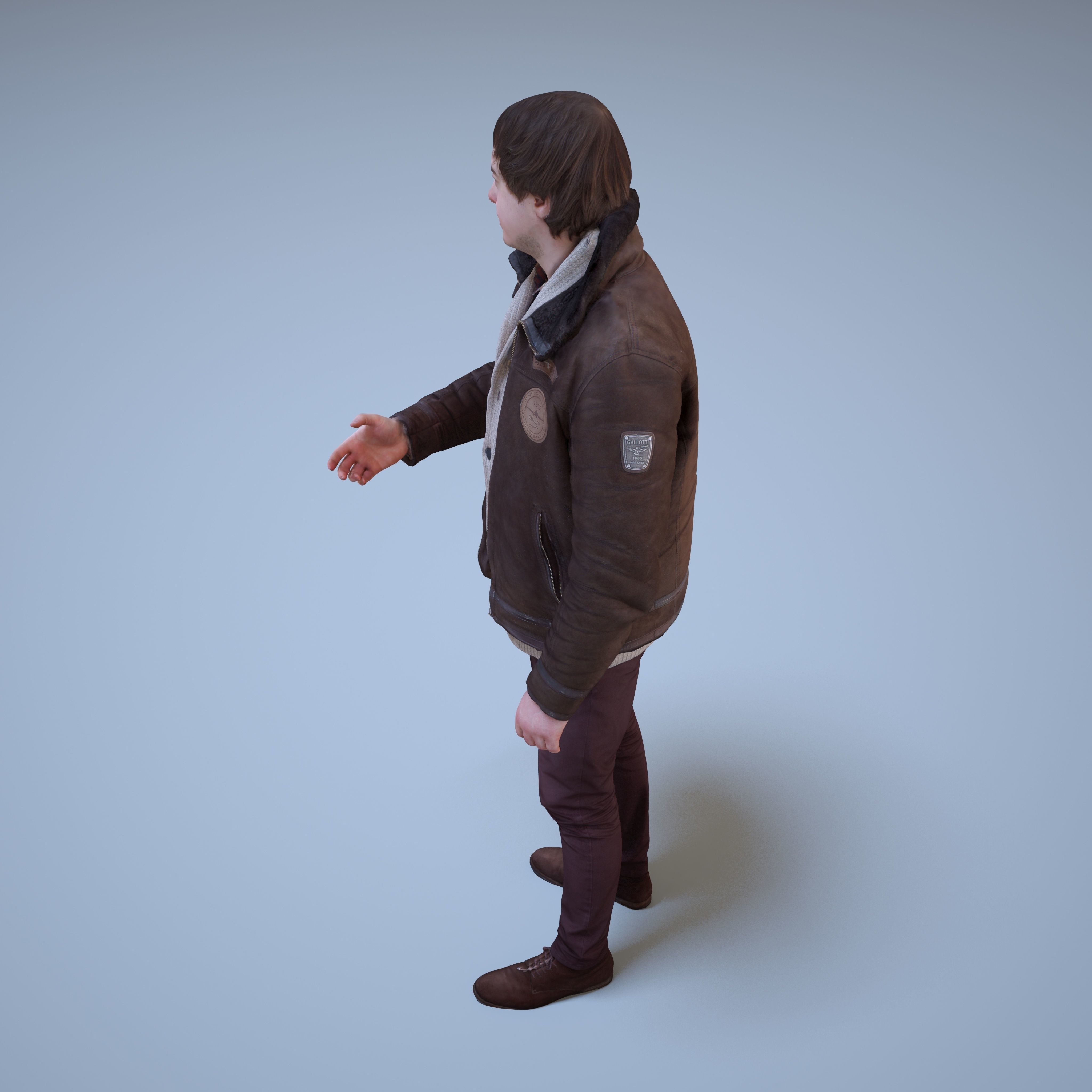 Casual Man Greeting Low-poly 3D model_5
