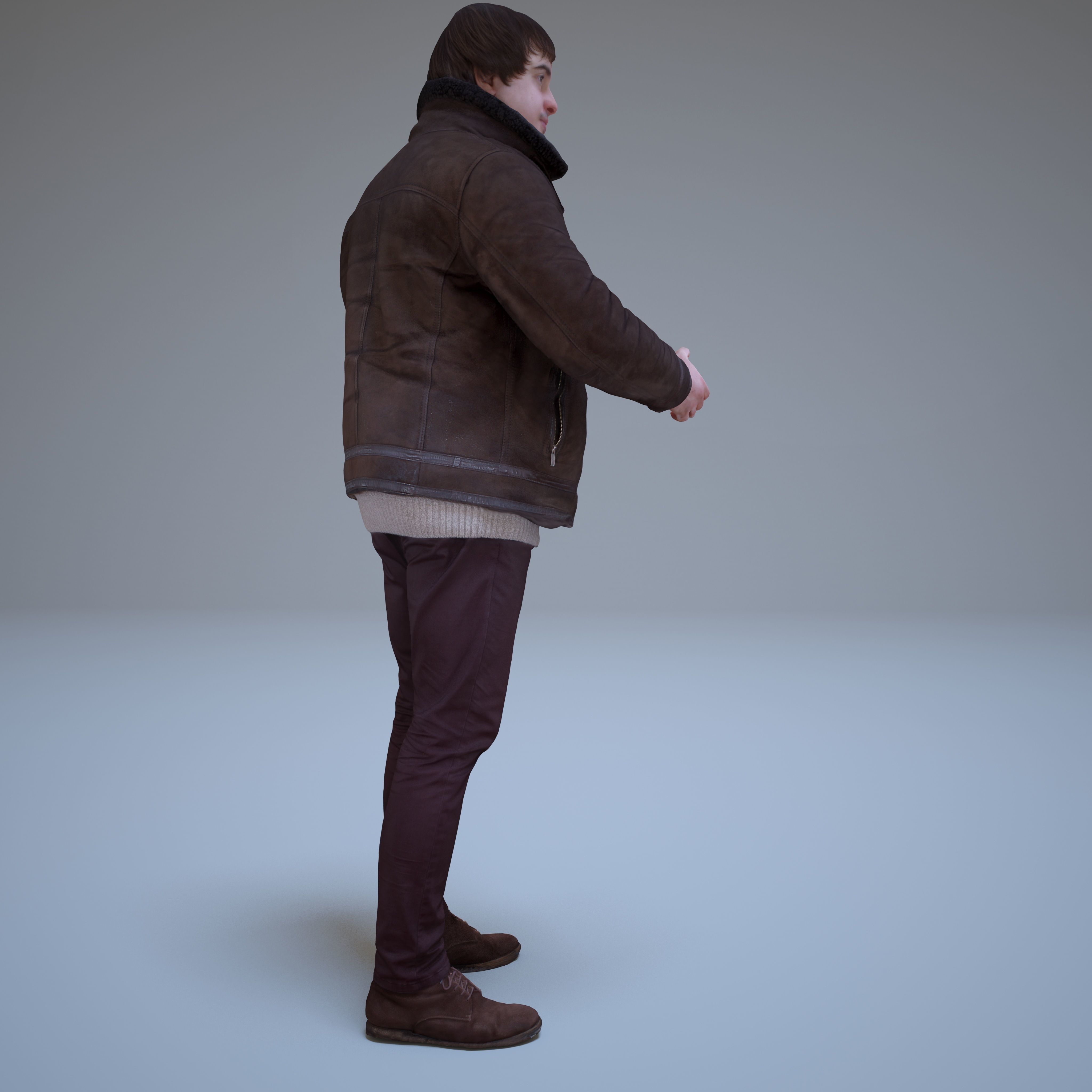 Casual Man Greeting Low-poly 3D model_17