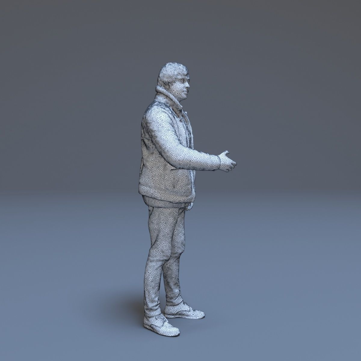 Casual Man Greeting Low-poly 3D model_35