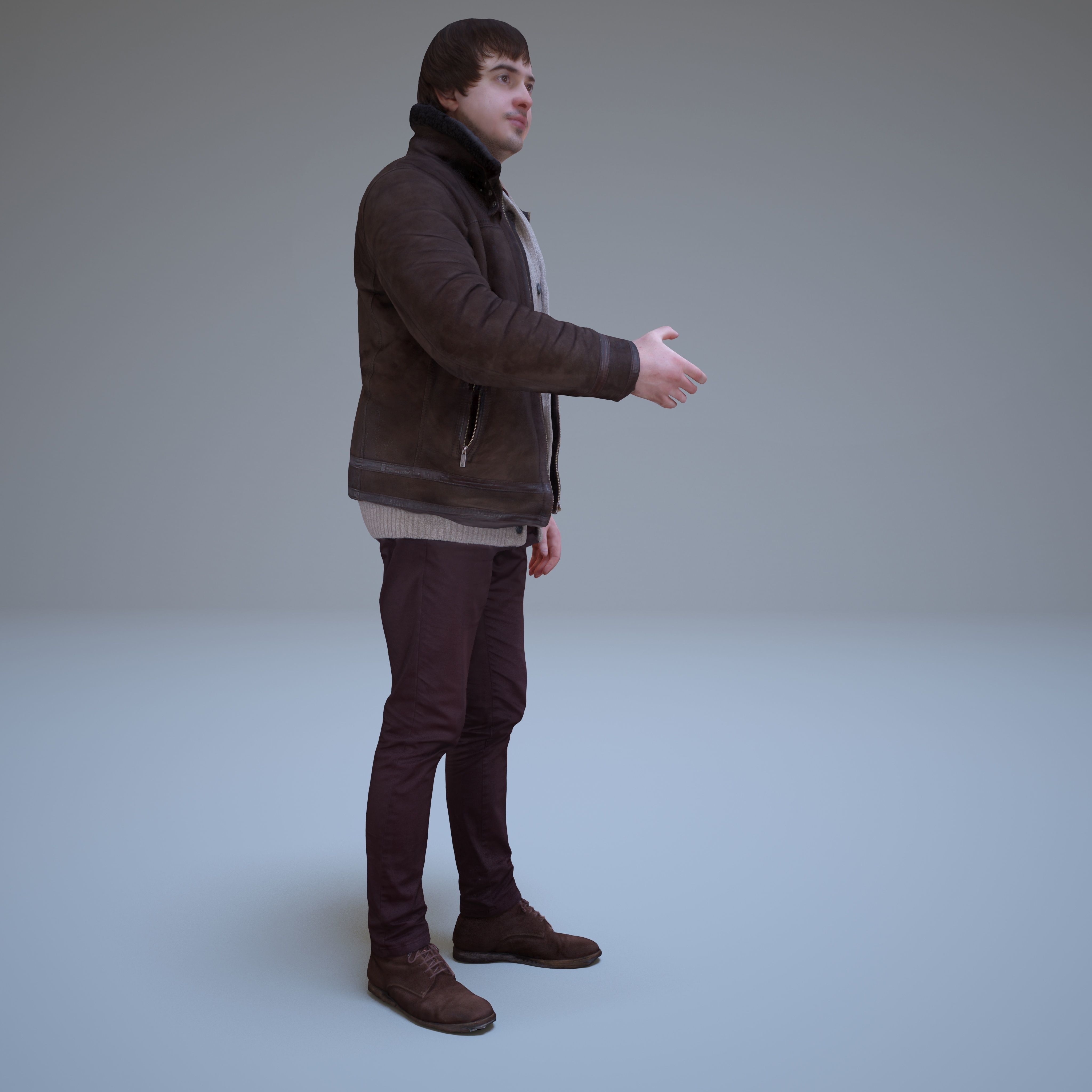 Casual Man Greeting Low-poly 3D model_13