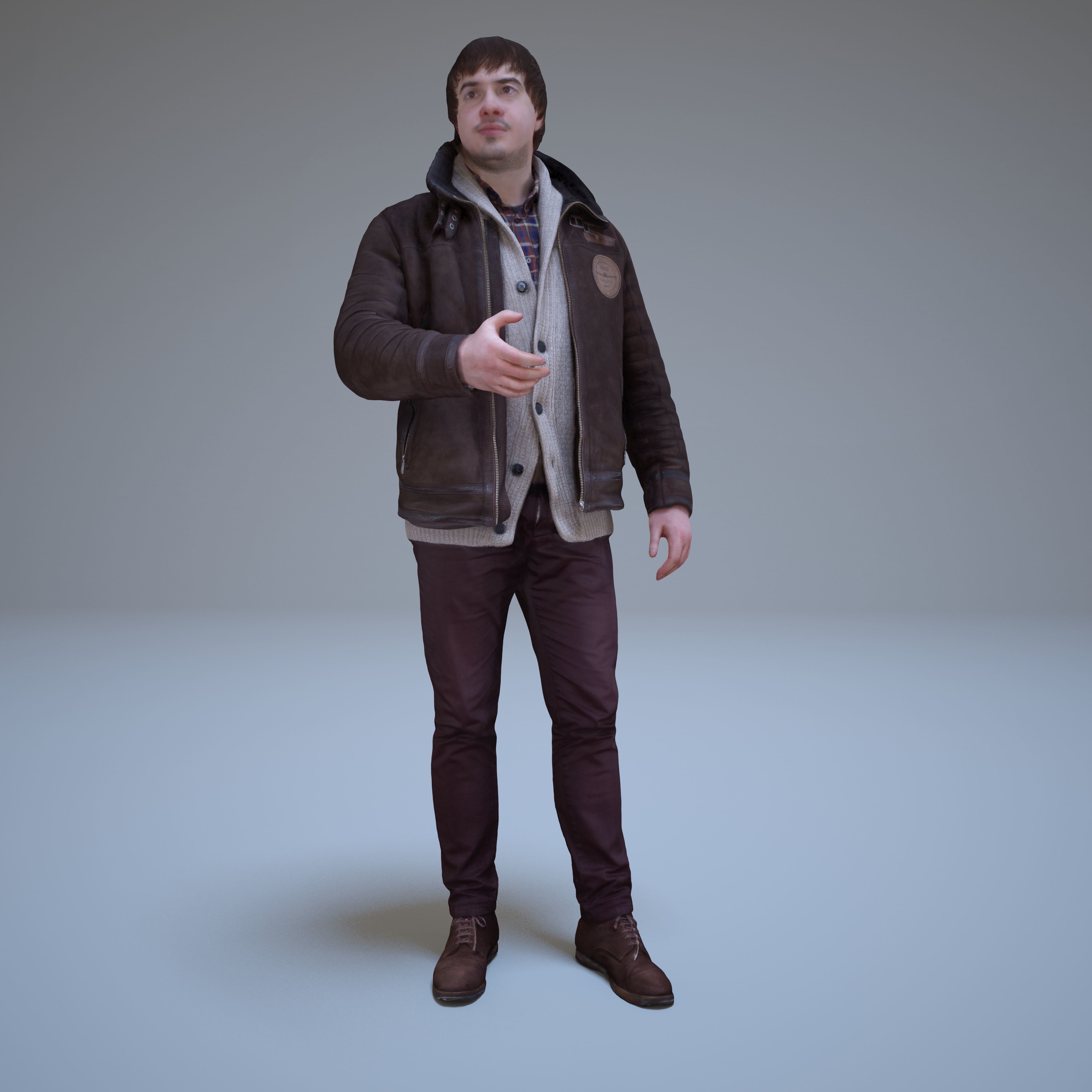 Casual Man Greeting Low-poly 3D model_9