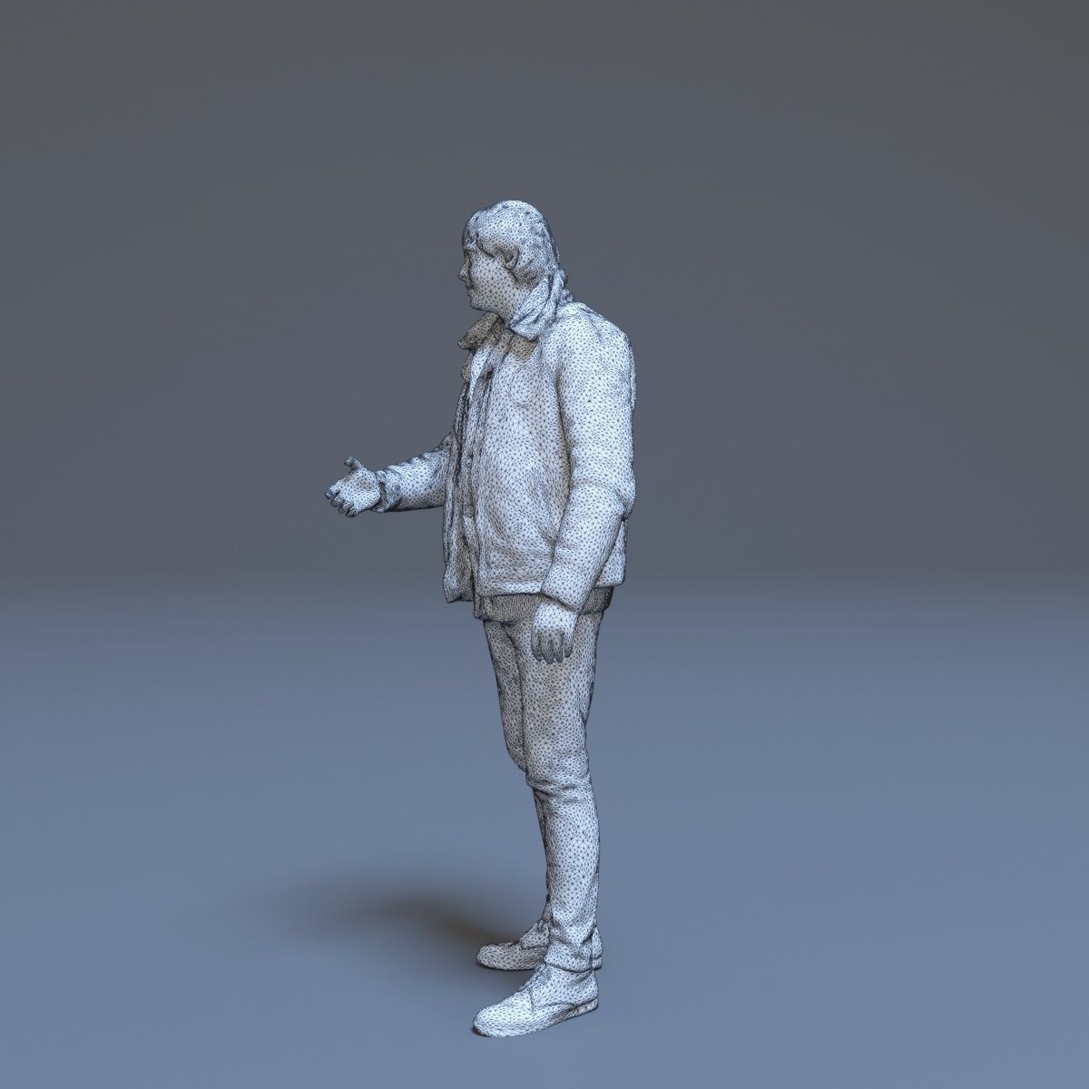 Casual Man Greeting Low-poly 3D model_47