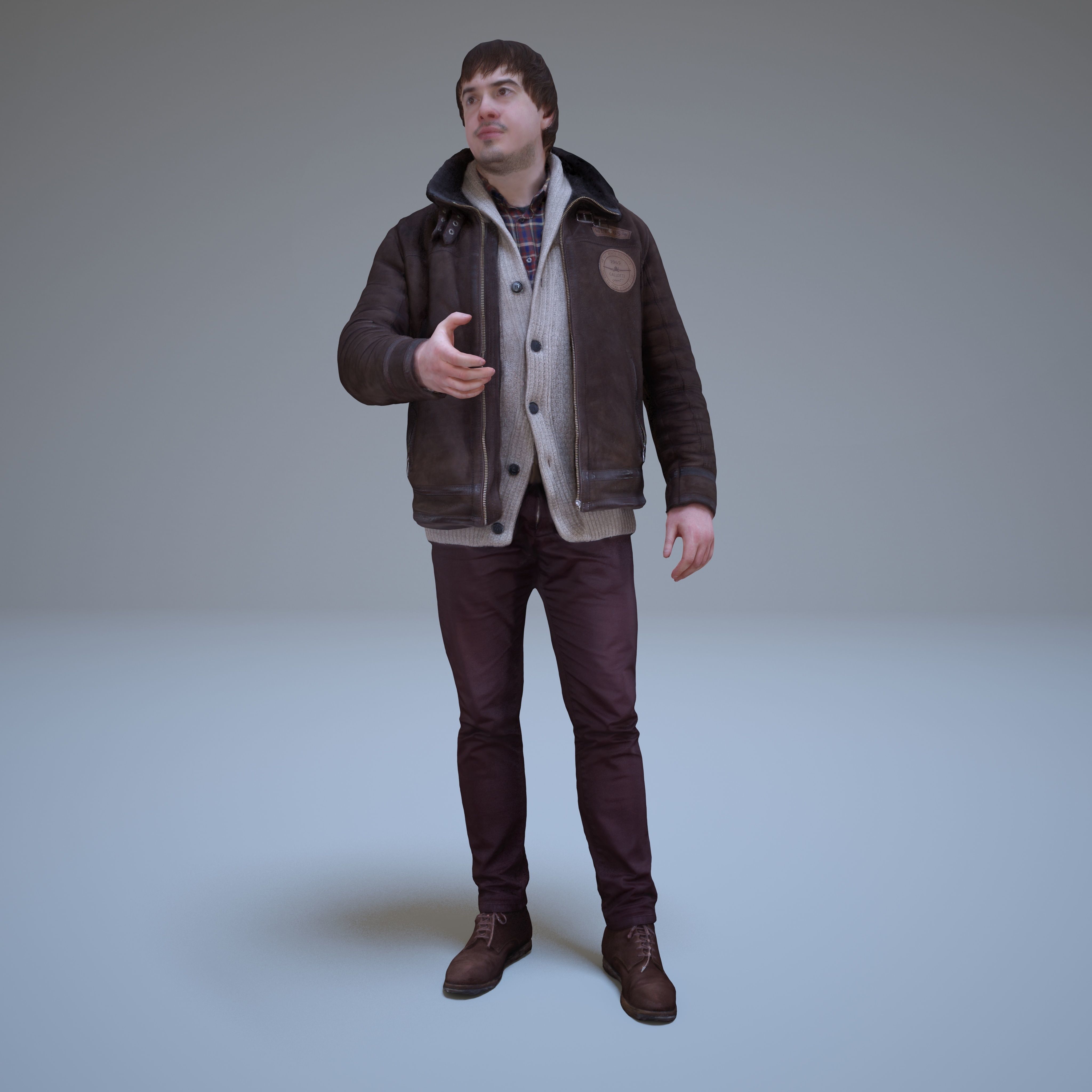 Casual Man Greeting Low-poly 3D model_42