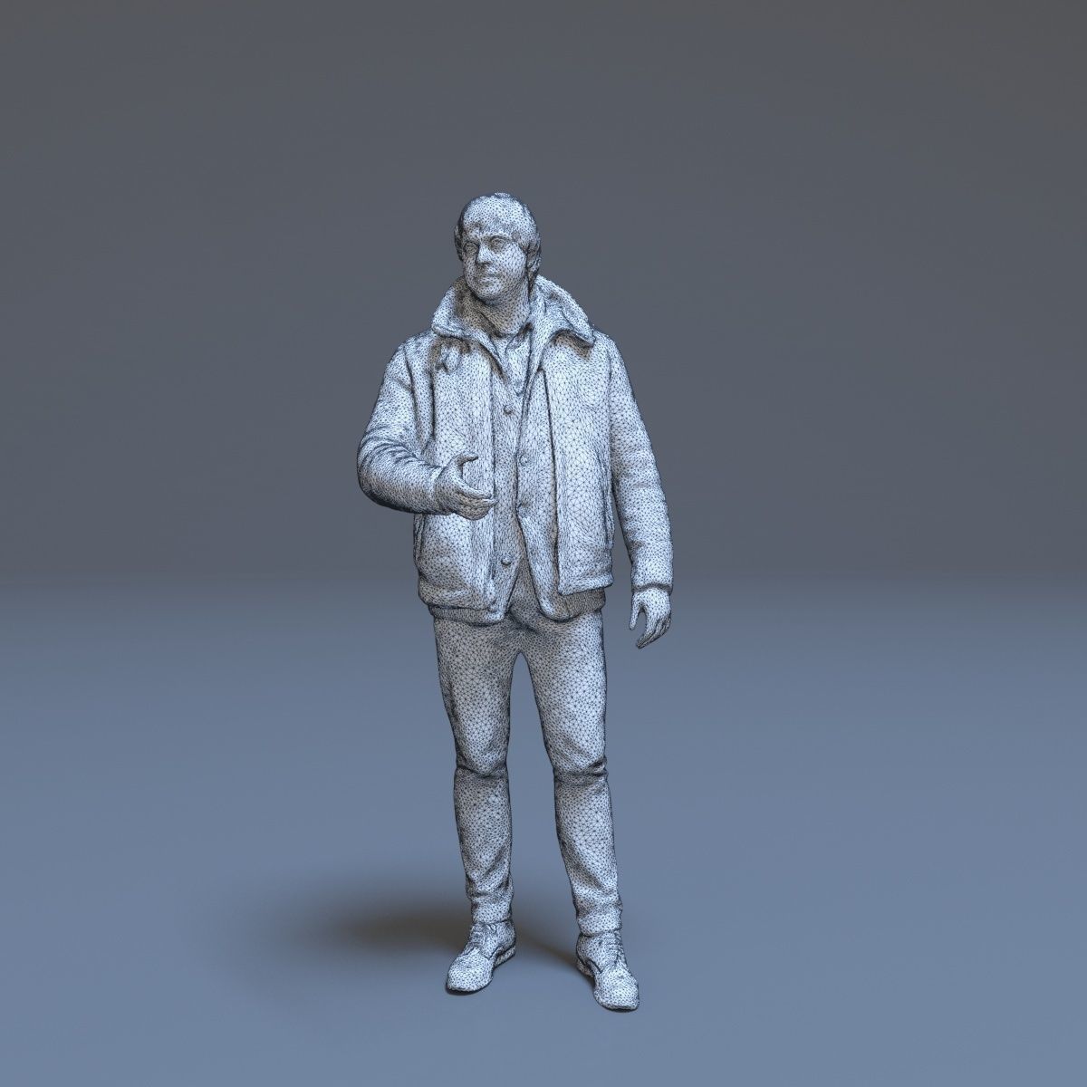 Casual Man Greeting Low-poly 3D model_2