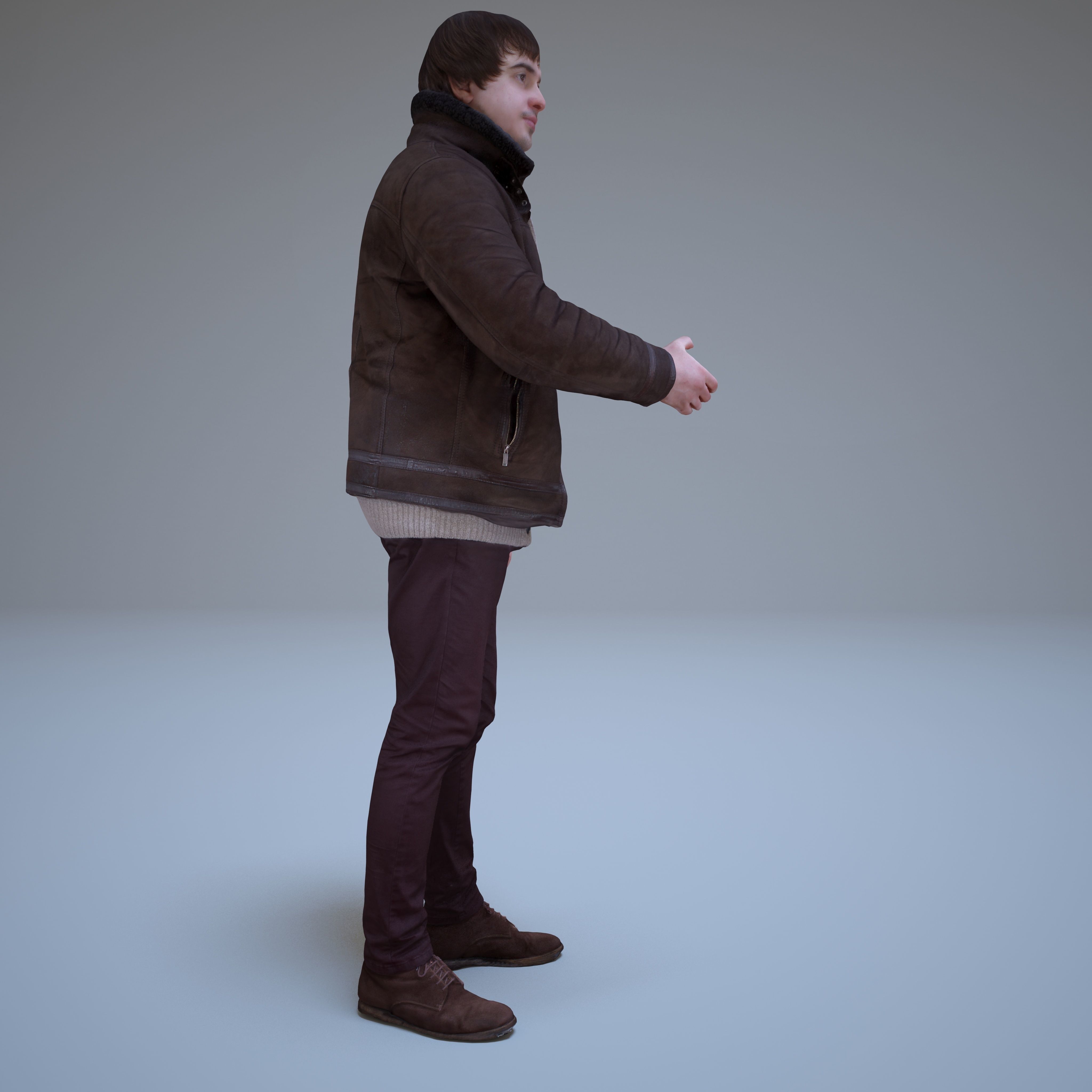 Casual Man Greeting Low-poly 3D model_16
