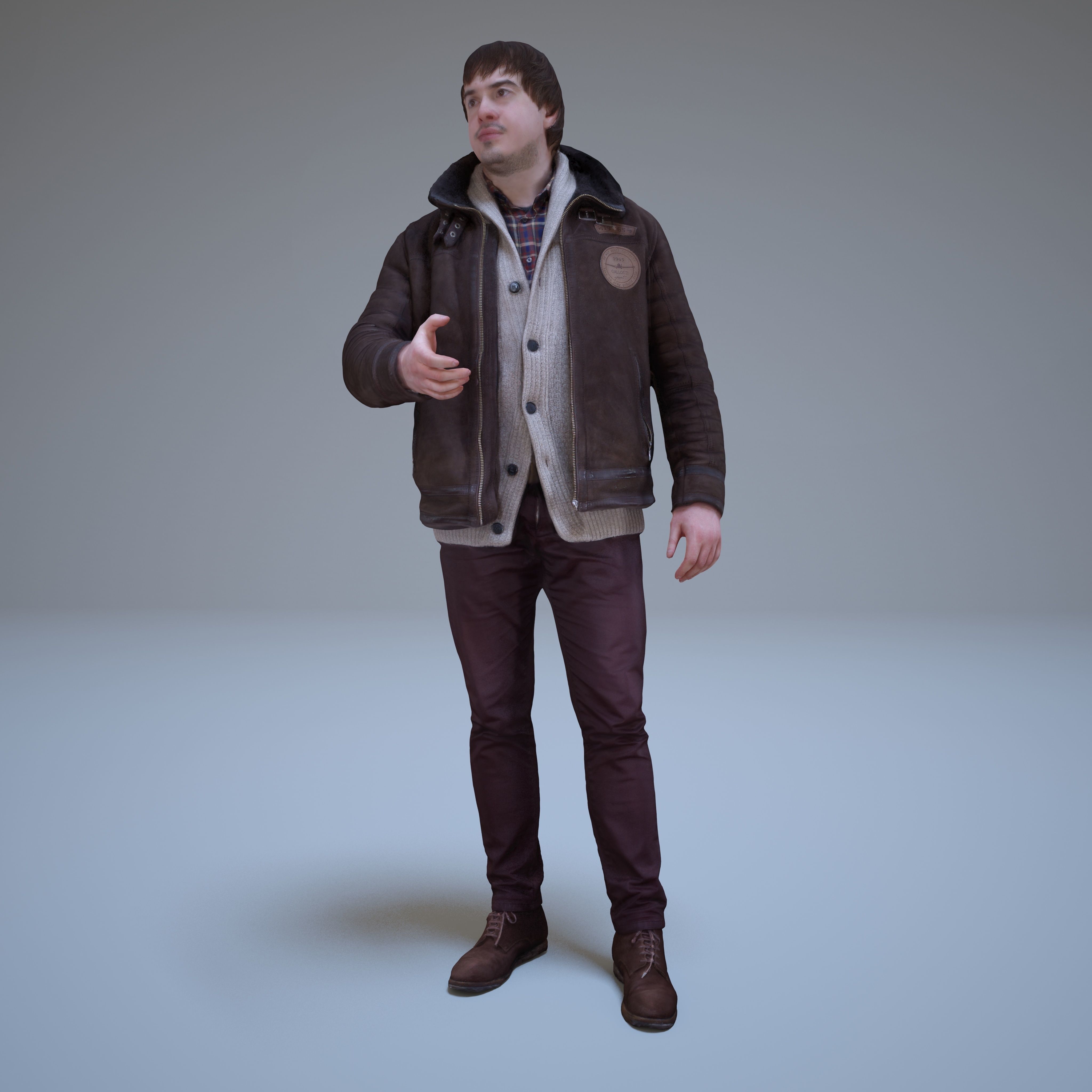 Casual Man Greeting Low-poly 3D model_31