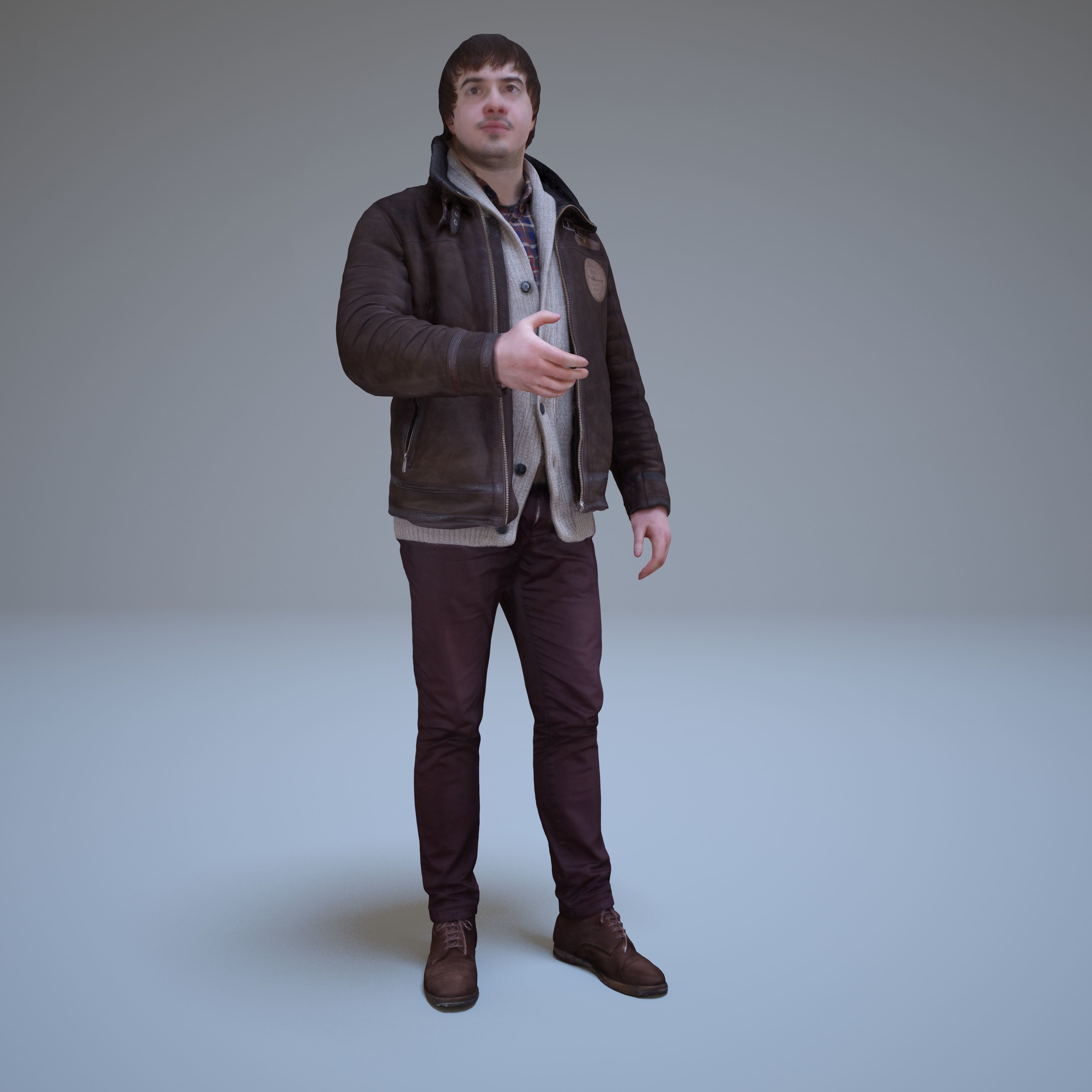 Casual Man Greeting Low-poly 3D model_11