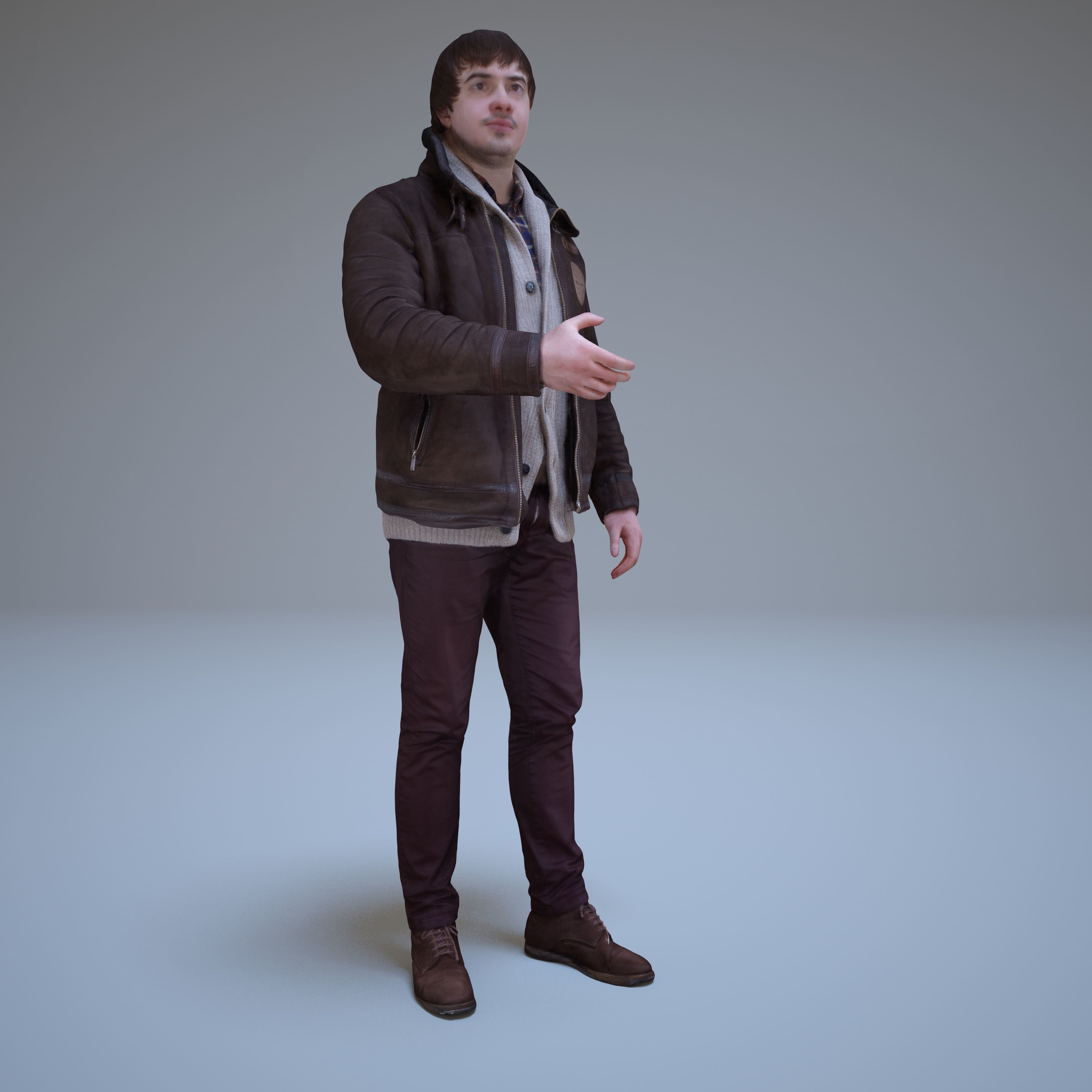 Casual Man Greeting Low-poly 3D model_10