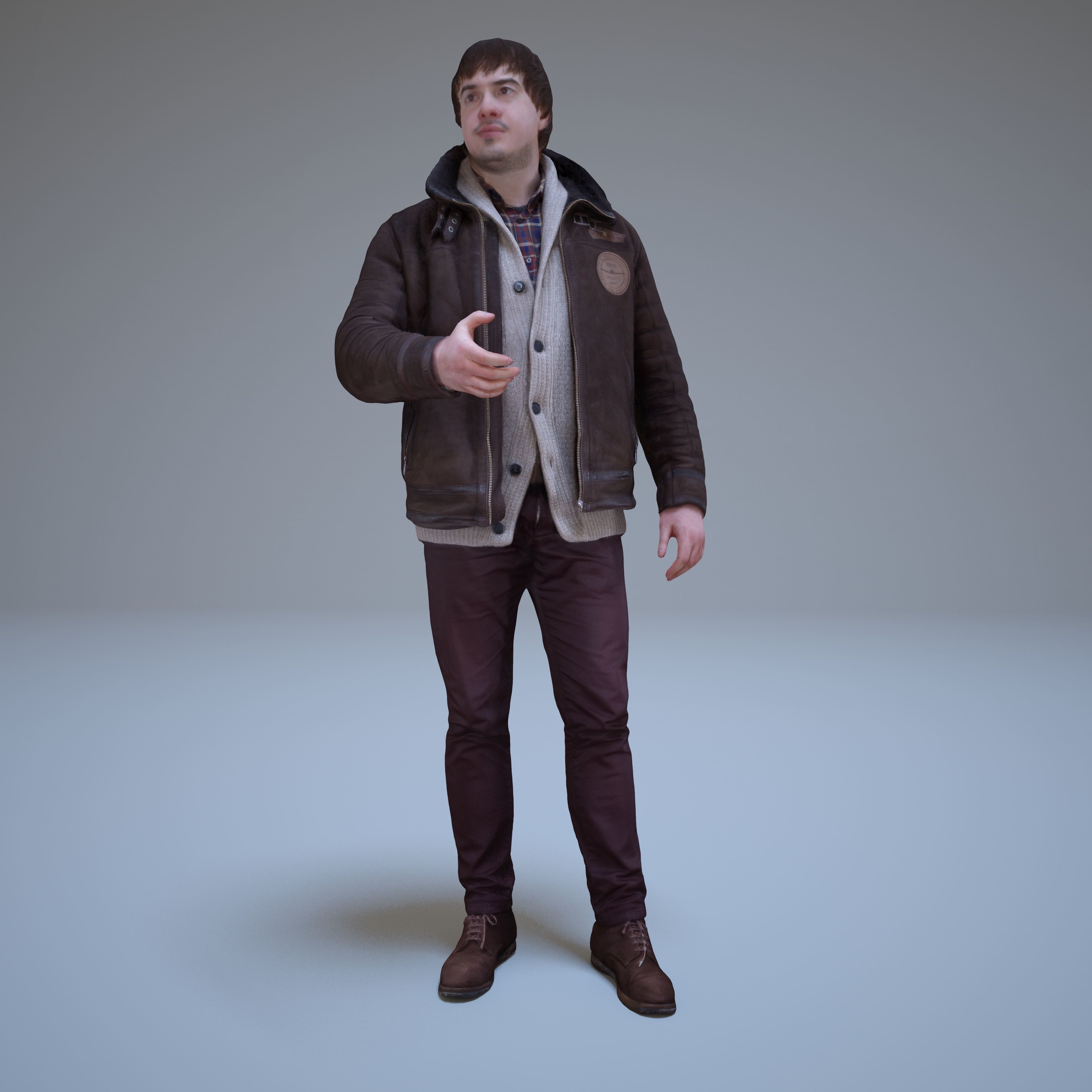 Casual Man Greeting Low-poly 3D model_7