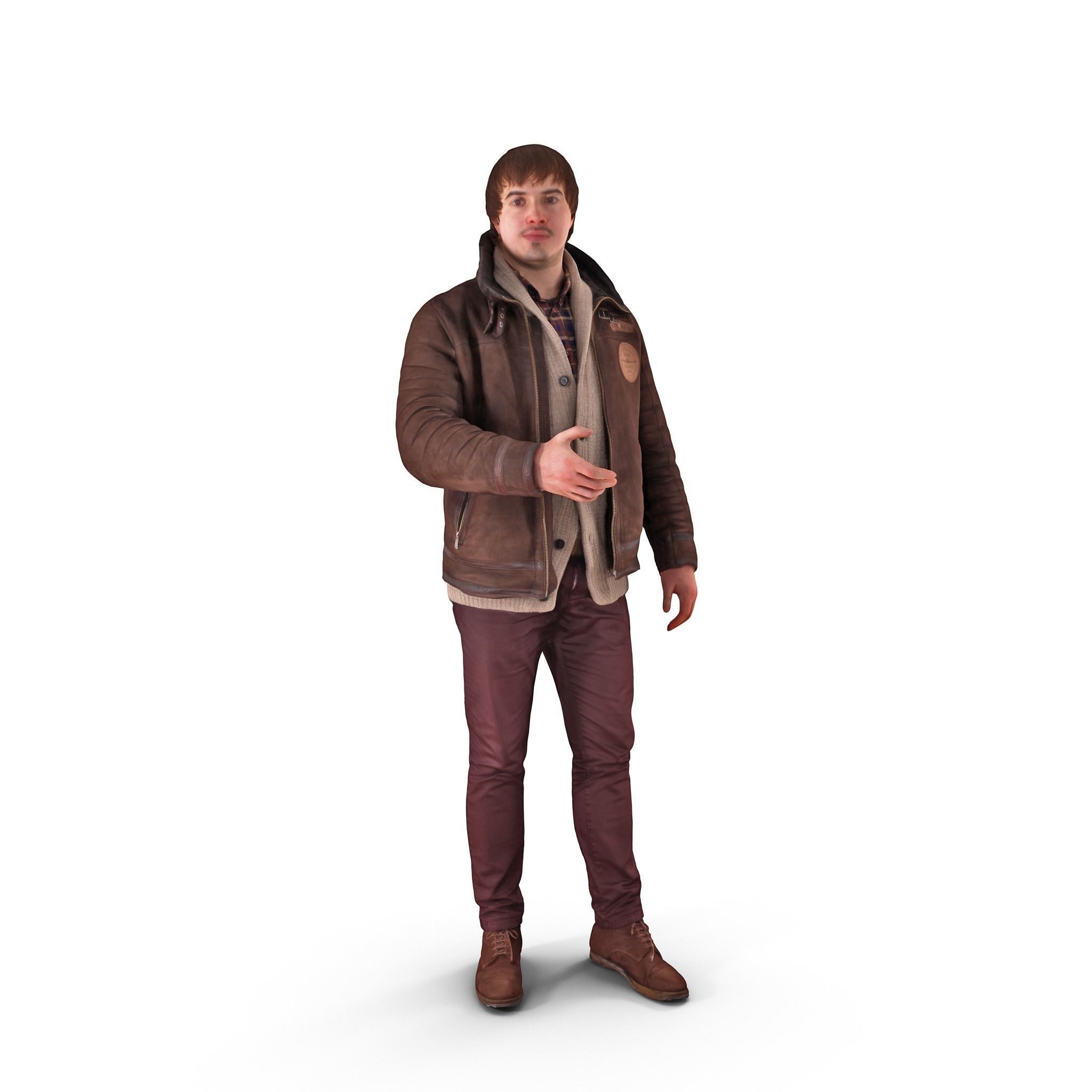 Casual Man Greeting Low-poly 3D model_0