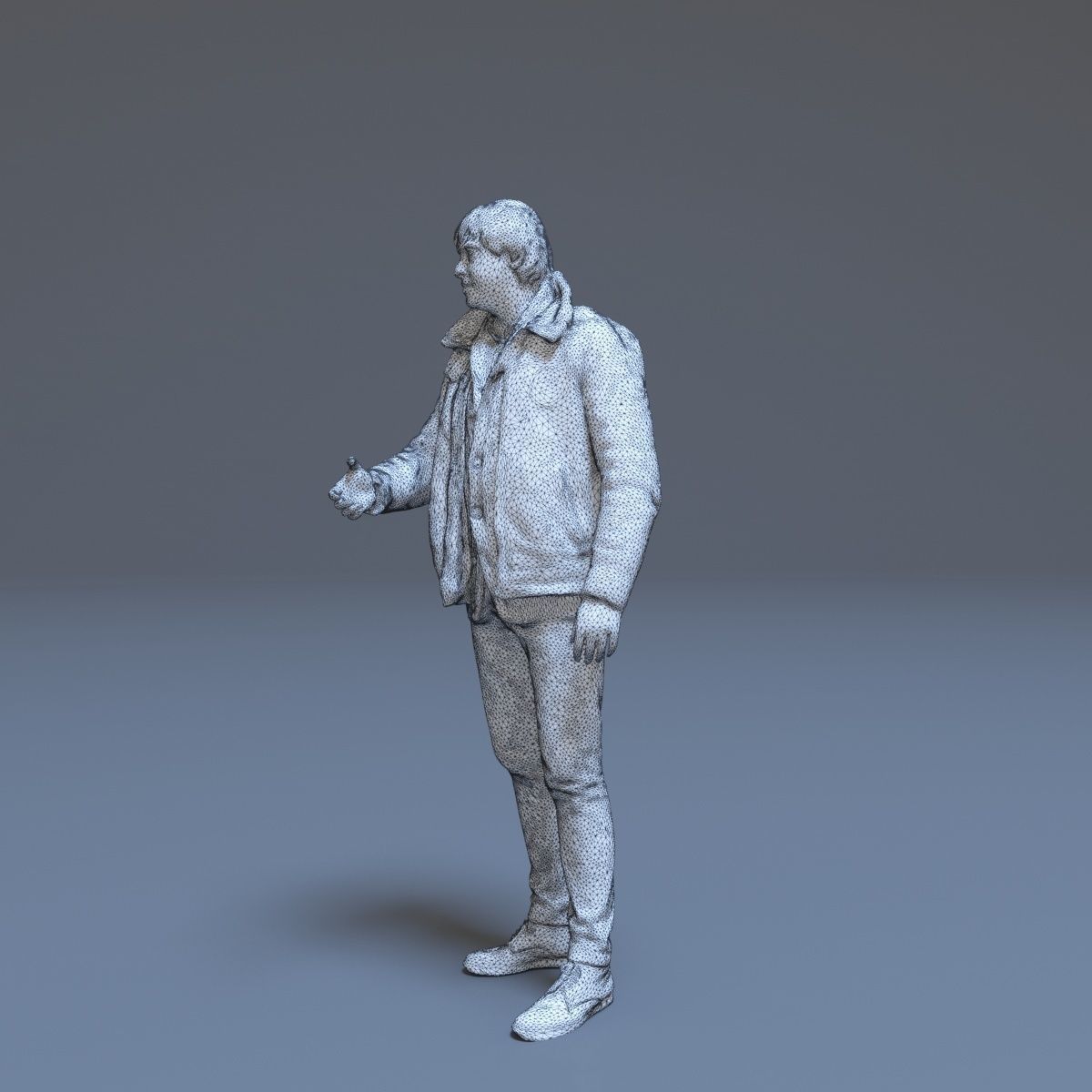 Casual Man Greeting Low-poly 3D model_49