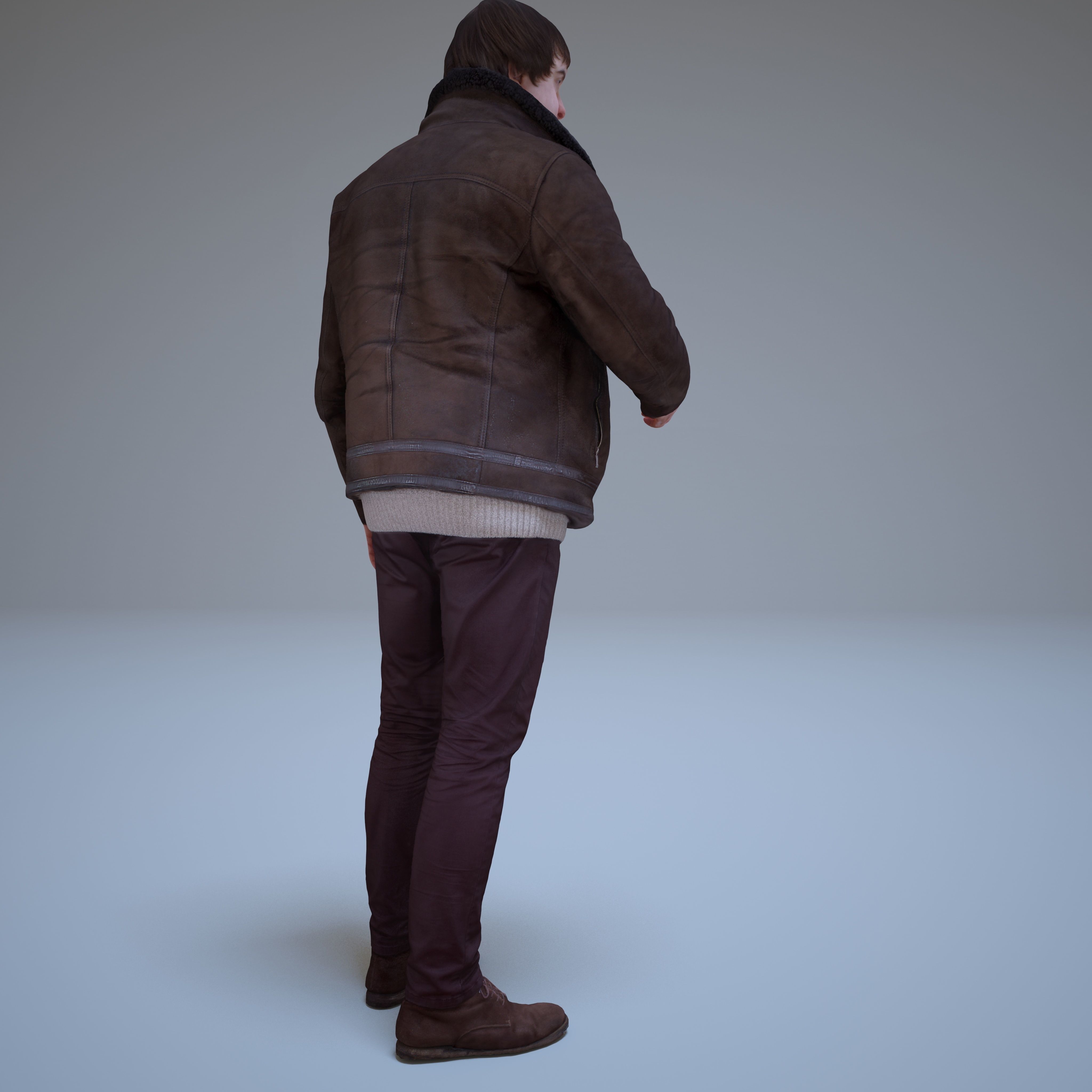 Casual Man Greeting Low-poly 3D model_14
