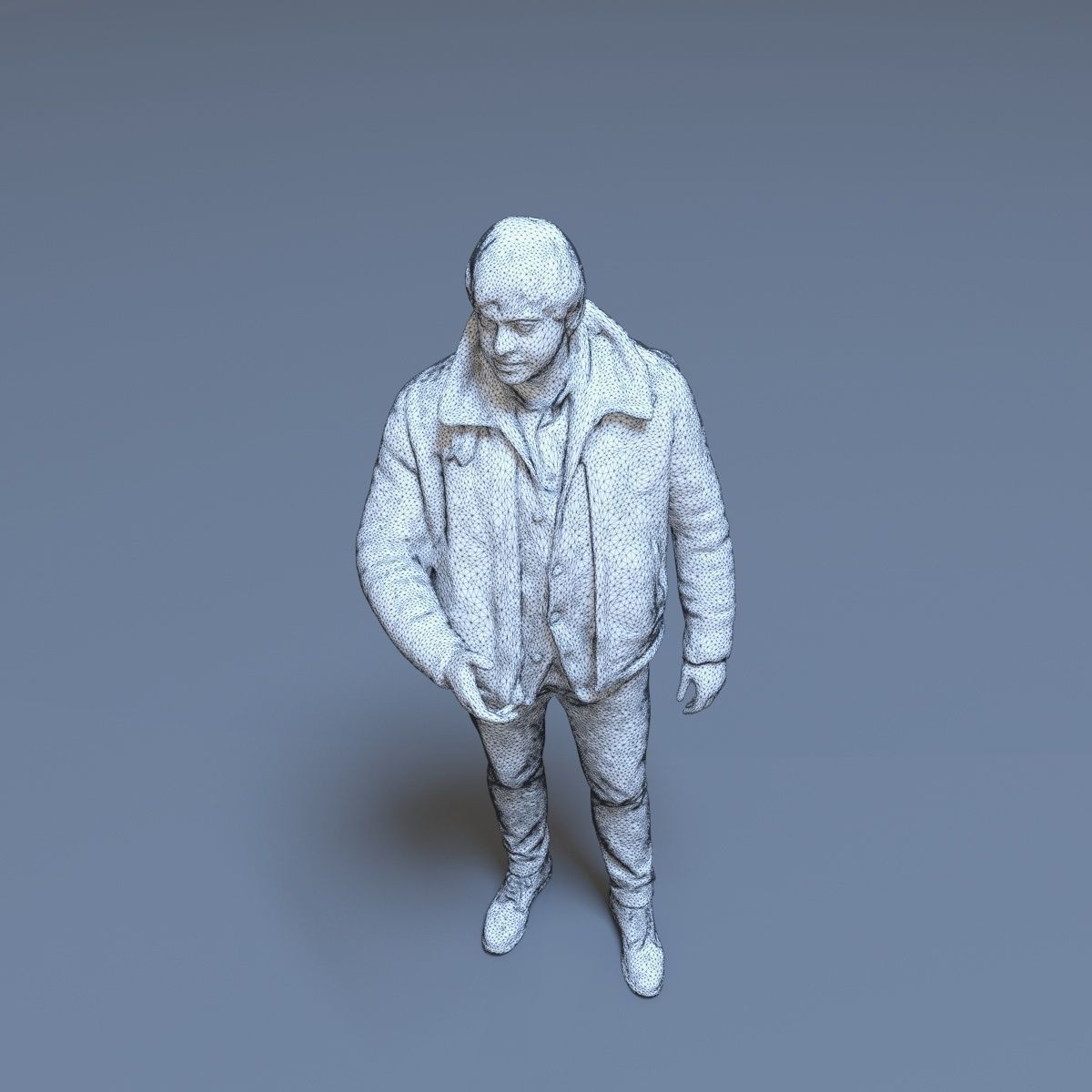 Casual Man Greeting Low-poly 3D model_3