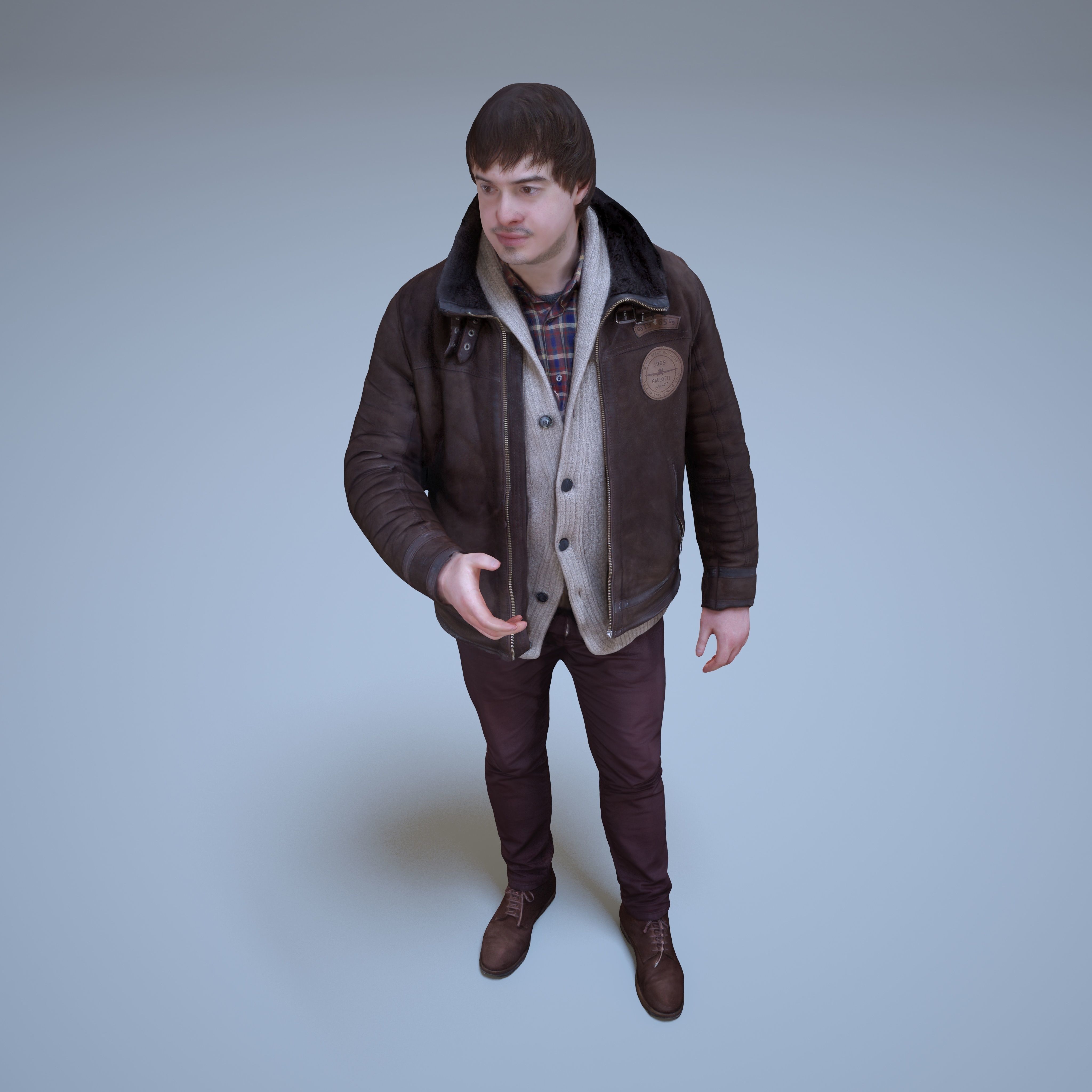Casual Man Greeting Low-poly 3D model_6