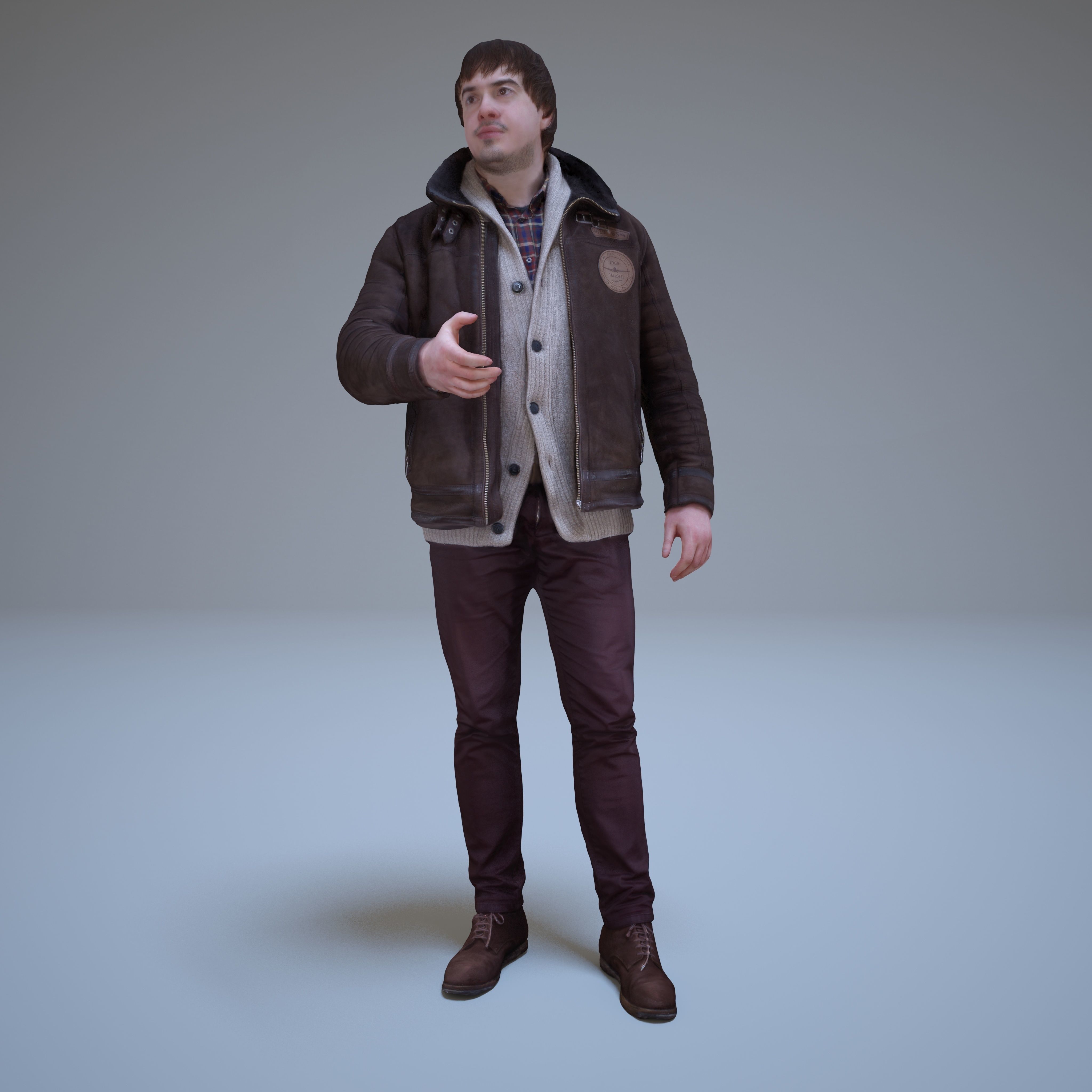Casual Man Greeting Low-poly 3D model_8