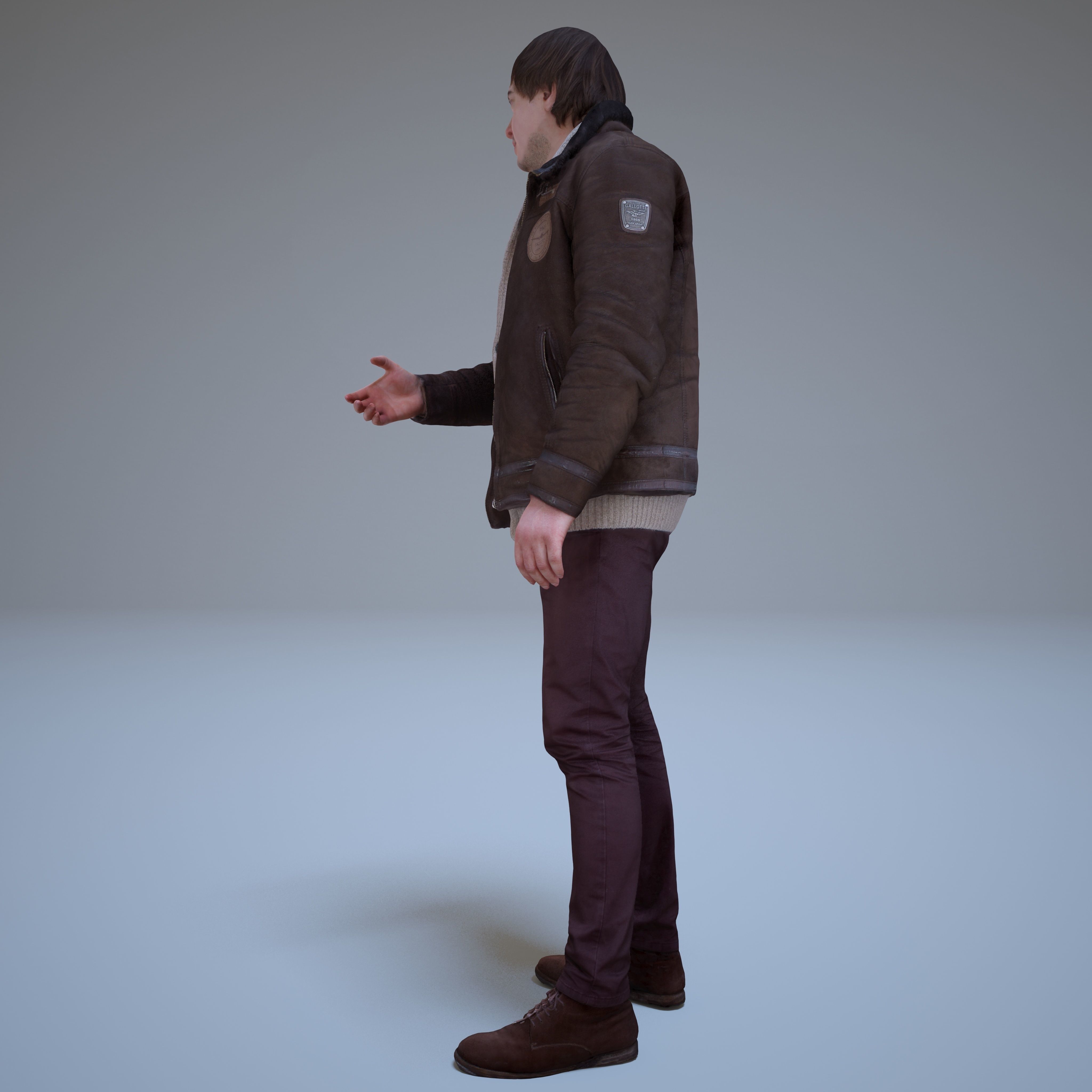 Casual Man Greeting Low-poly 3D model_25
