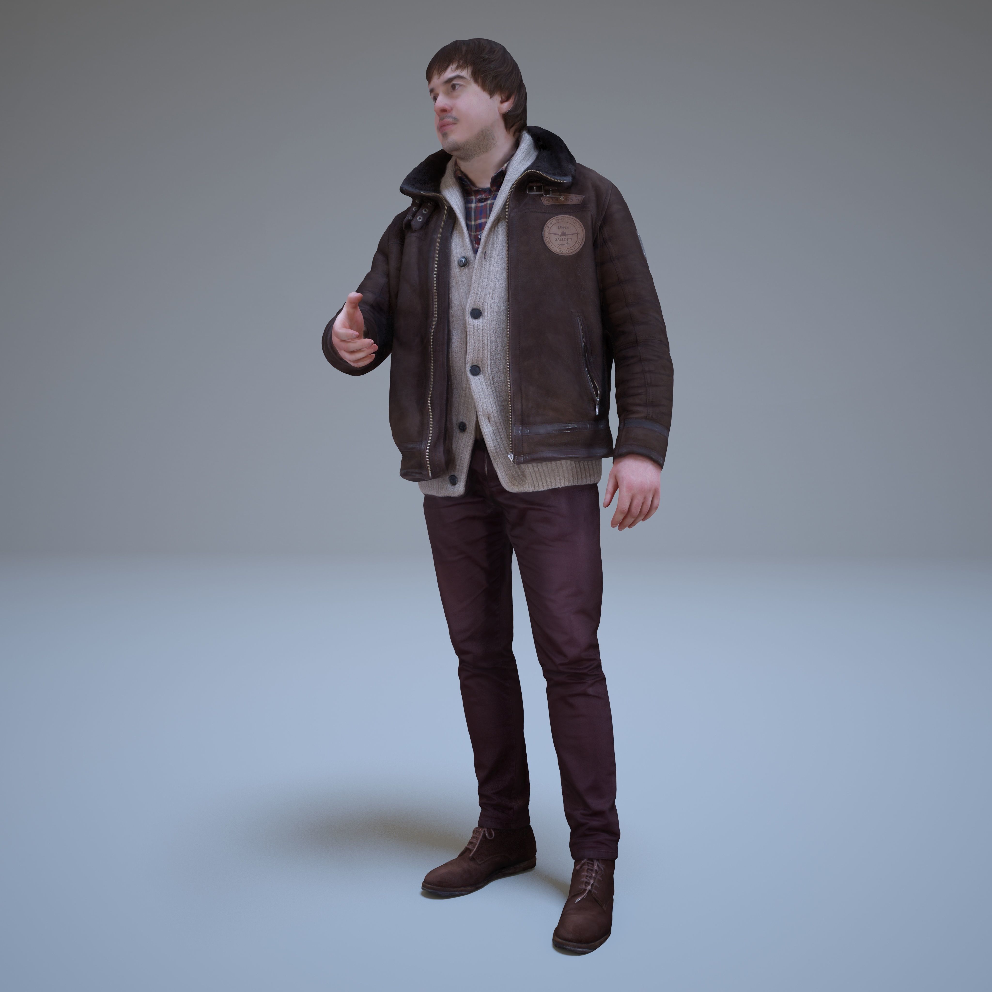 Casual Man Greeting Low-poly 3D model_27