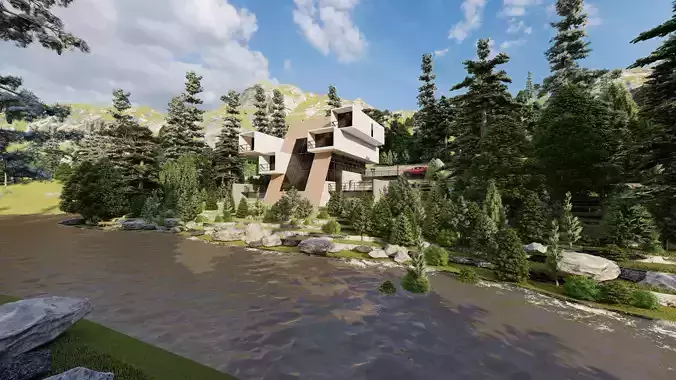 Villa-Casa Scene-Modern Villa 3D model 3
