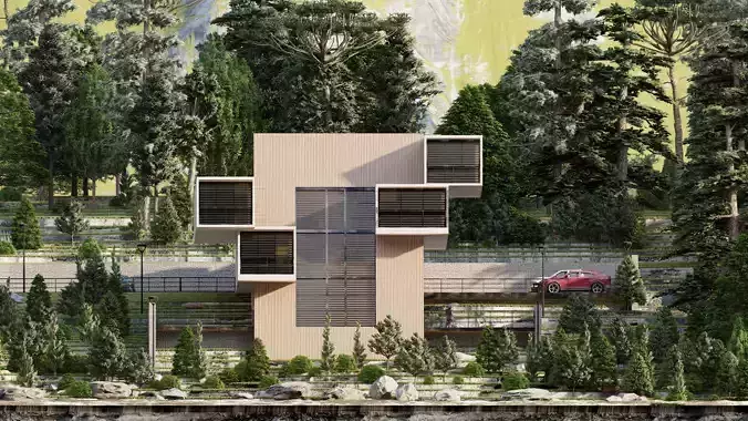 Villa-Casa Scene-Modern Villa 3D model 2