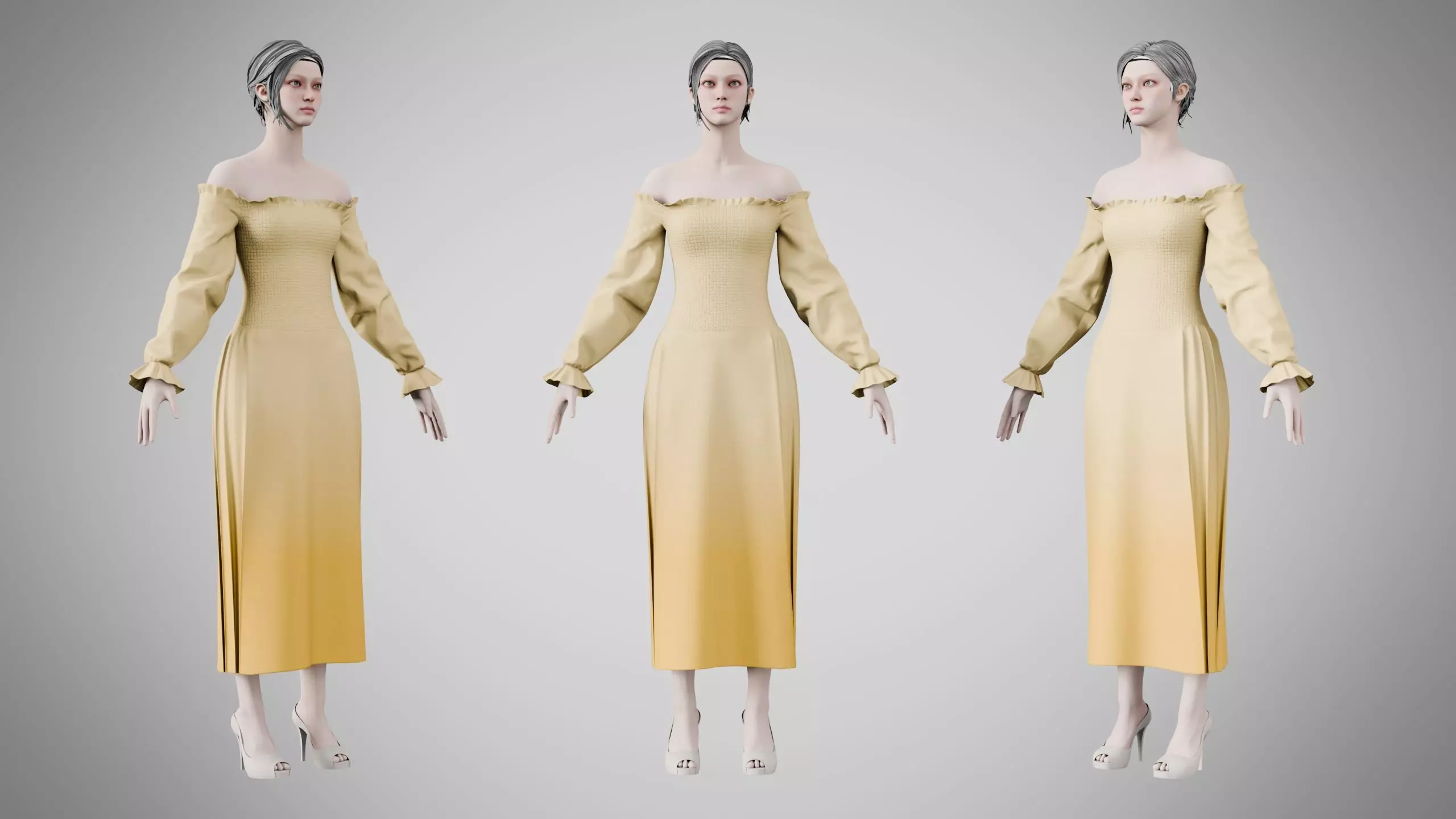 Dress 12 Caramel Low-poly 3D model