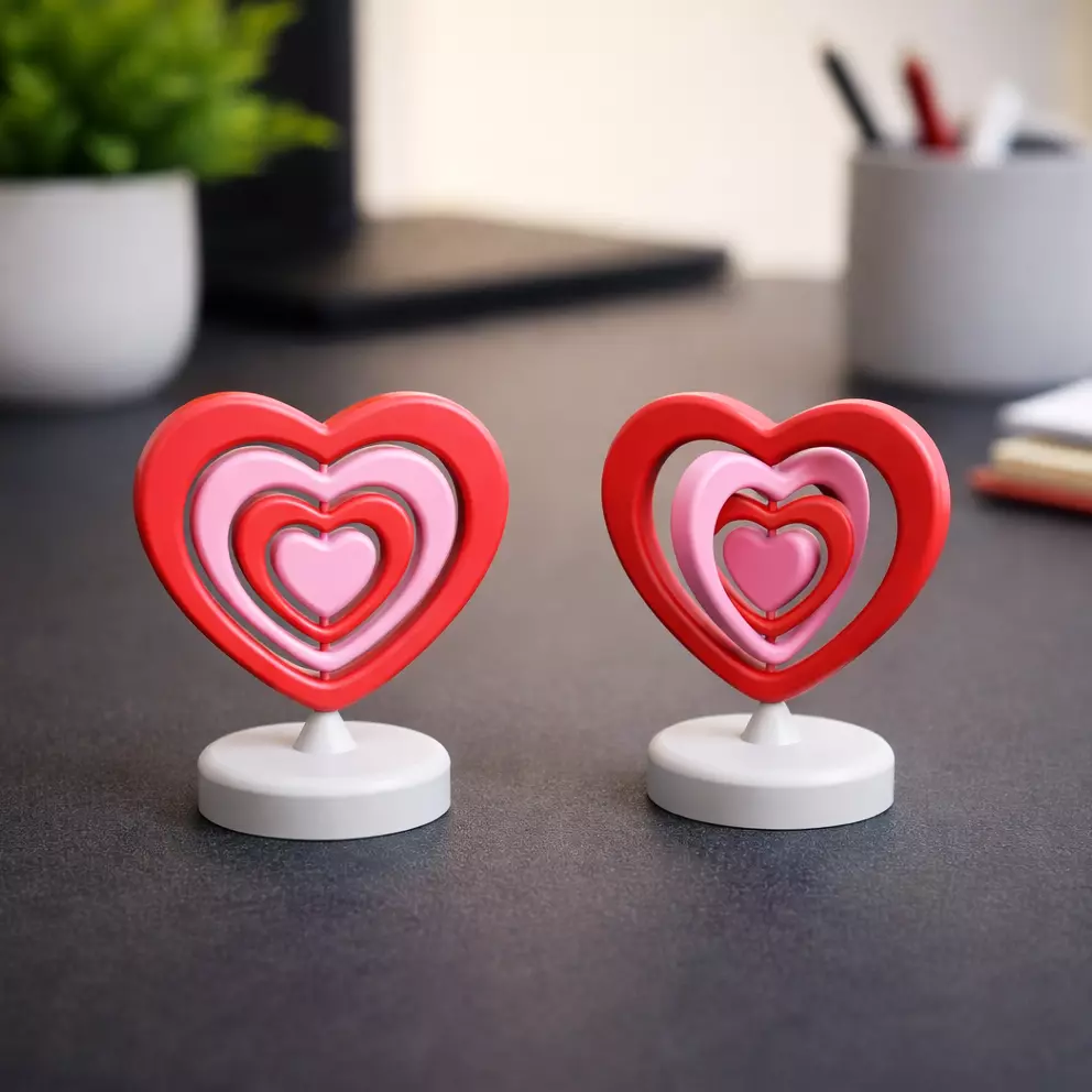 Heart Fidget Gyroscope Spinner Heart Sculpture 3D print model