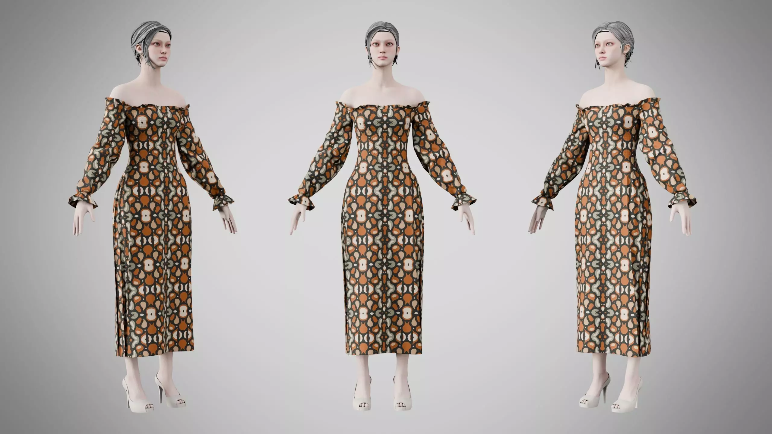 Dress 12 Abstract Organic Mosaic Low-poly 3D model