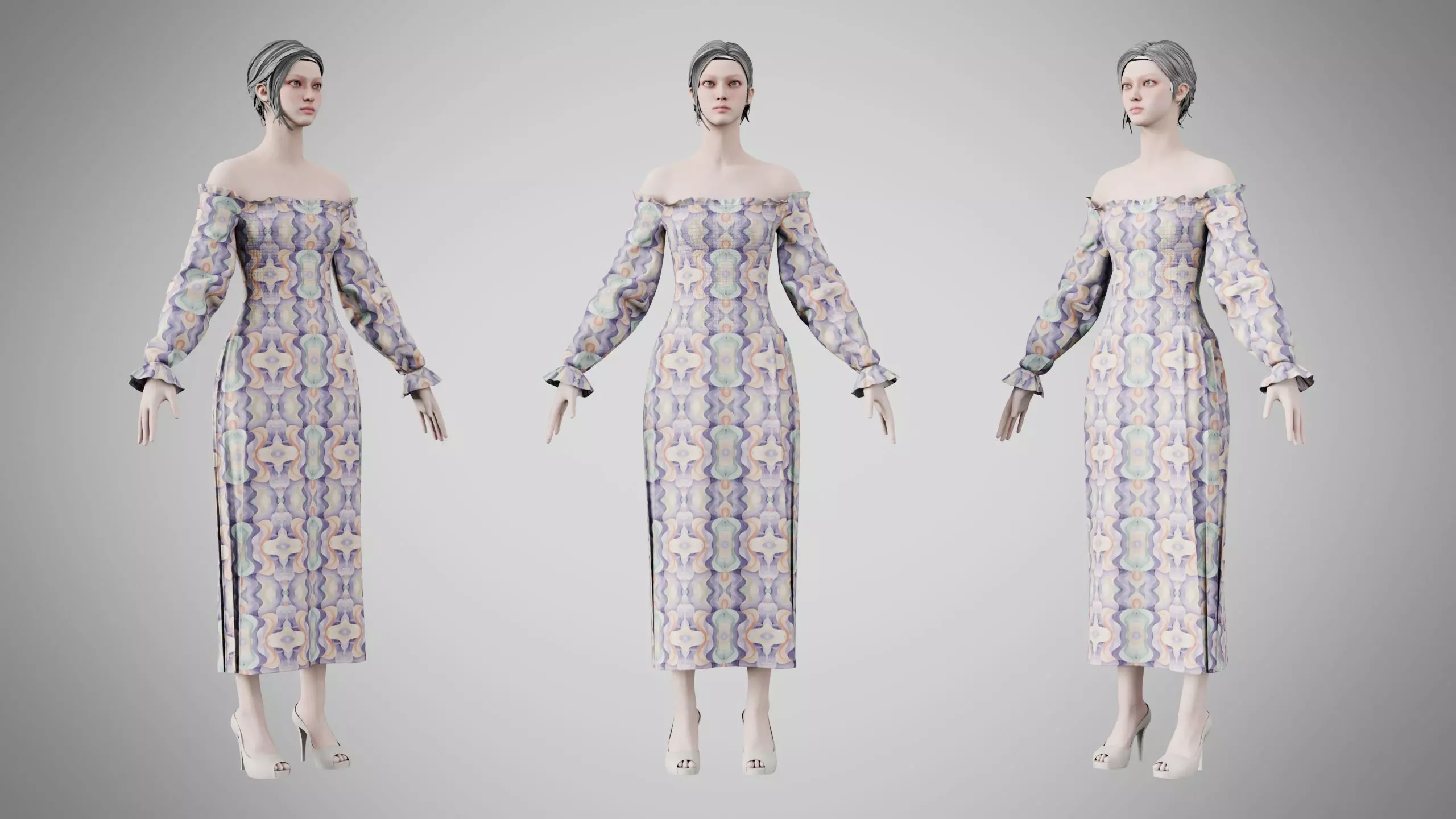Dress 12 Soft Petal Mosaic Low-poly 3D model