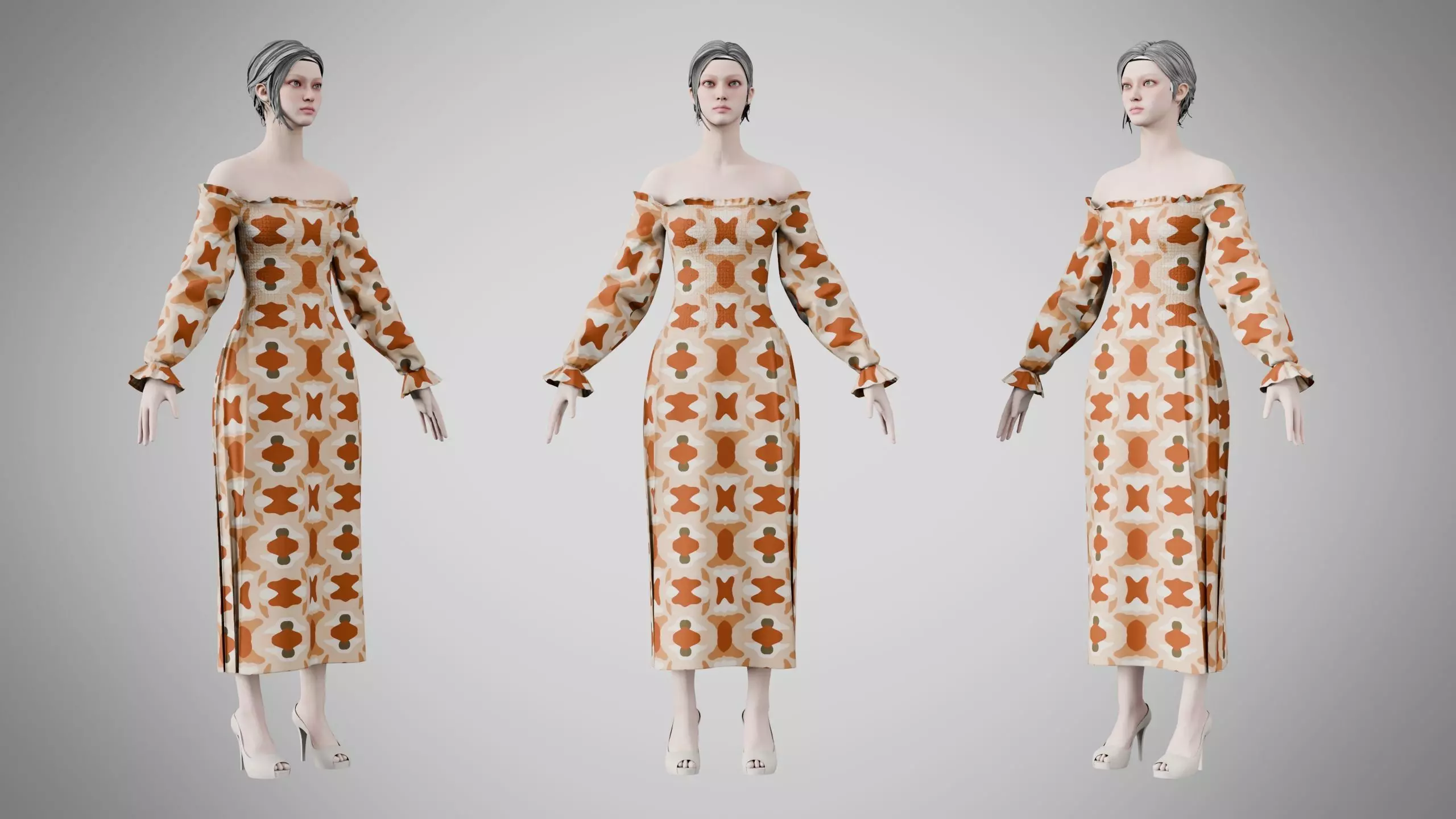 Dress 12 Warm Geometric Organic Low-poly 3D model