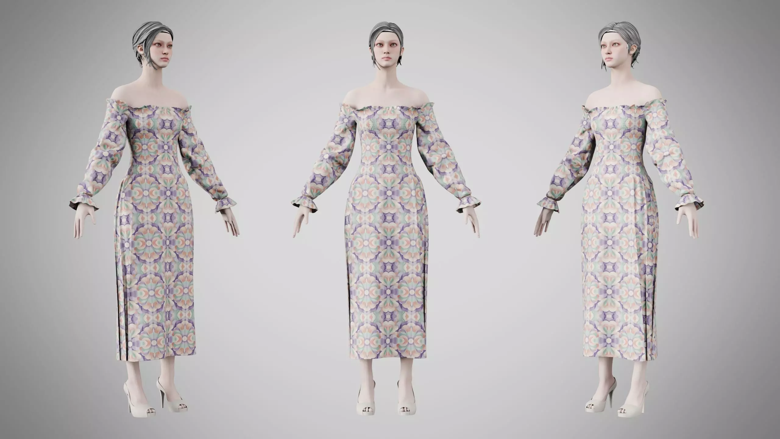 Dress 12 Whimsical Loop Mosaic Low-poly 3D model