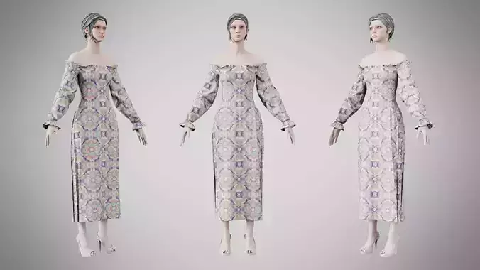 Dress 12 Whimsical Loop Mosaic Low-poly 3D model