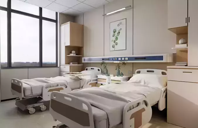 Hospital Patient Room Low-poly 3D model