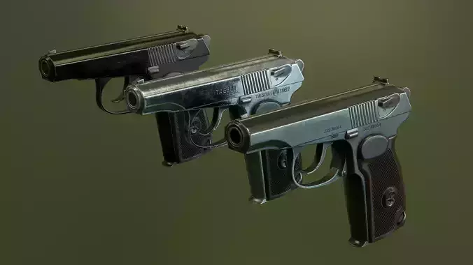 PM Makarov pistol Low-poly 3D model